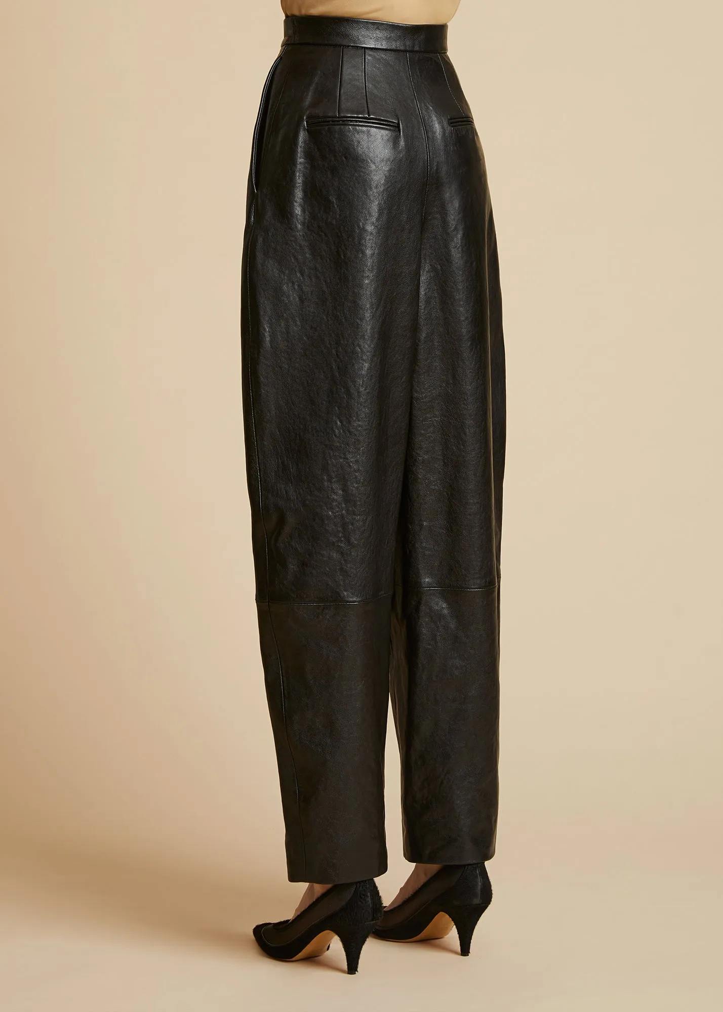 The Ashford Pant in Black Leather sold by KHAITE product image thumbnail 3