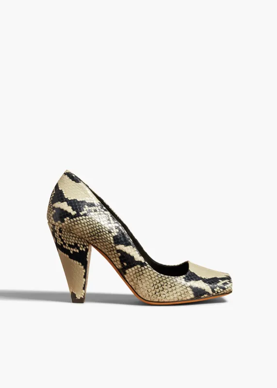 Cedar Pump in Natural Python-Embossed Leather made by KHAITE