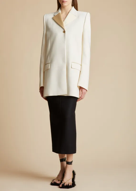 The Isaline Blazer in Chalk sold by KHAITE