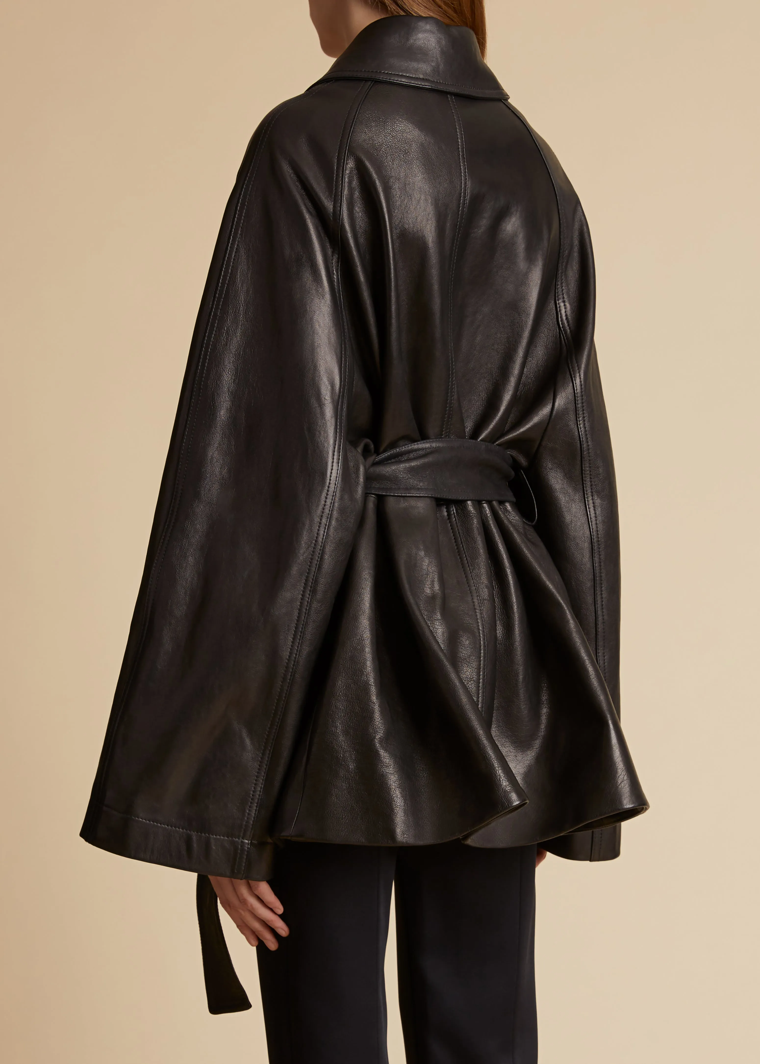 Micky Coat in Black Leather sold by KHAITE product image thumbnail 4