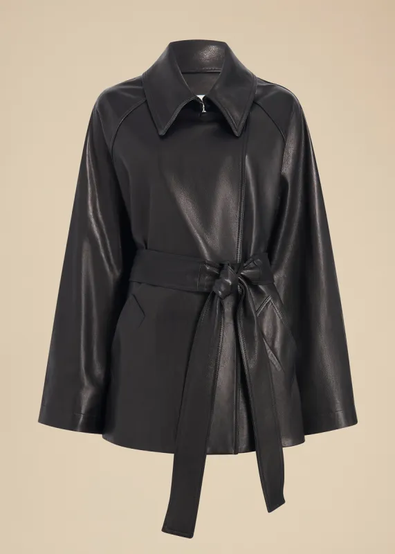 Micky Coat in Black Leather sold by KHAITE