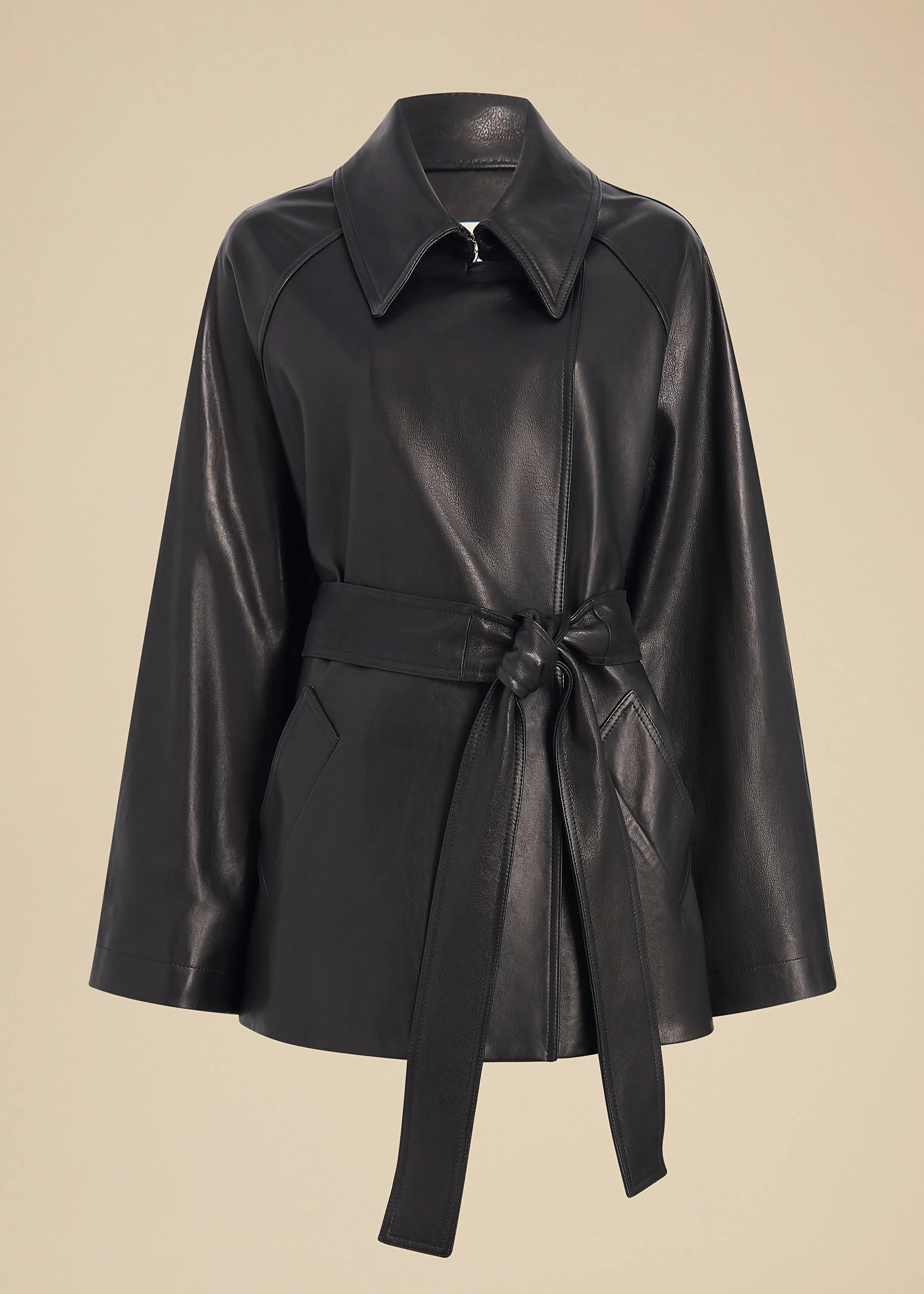 Micky Coat in Black Leather sold by KHAITE