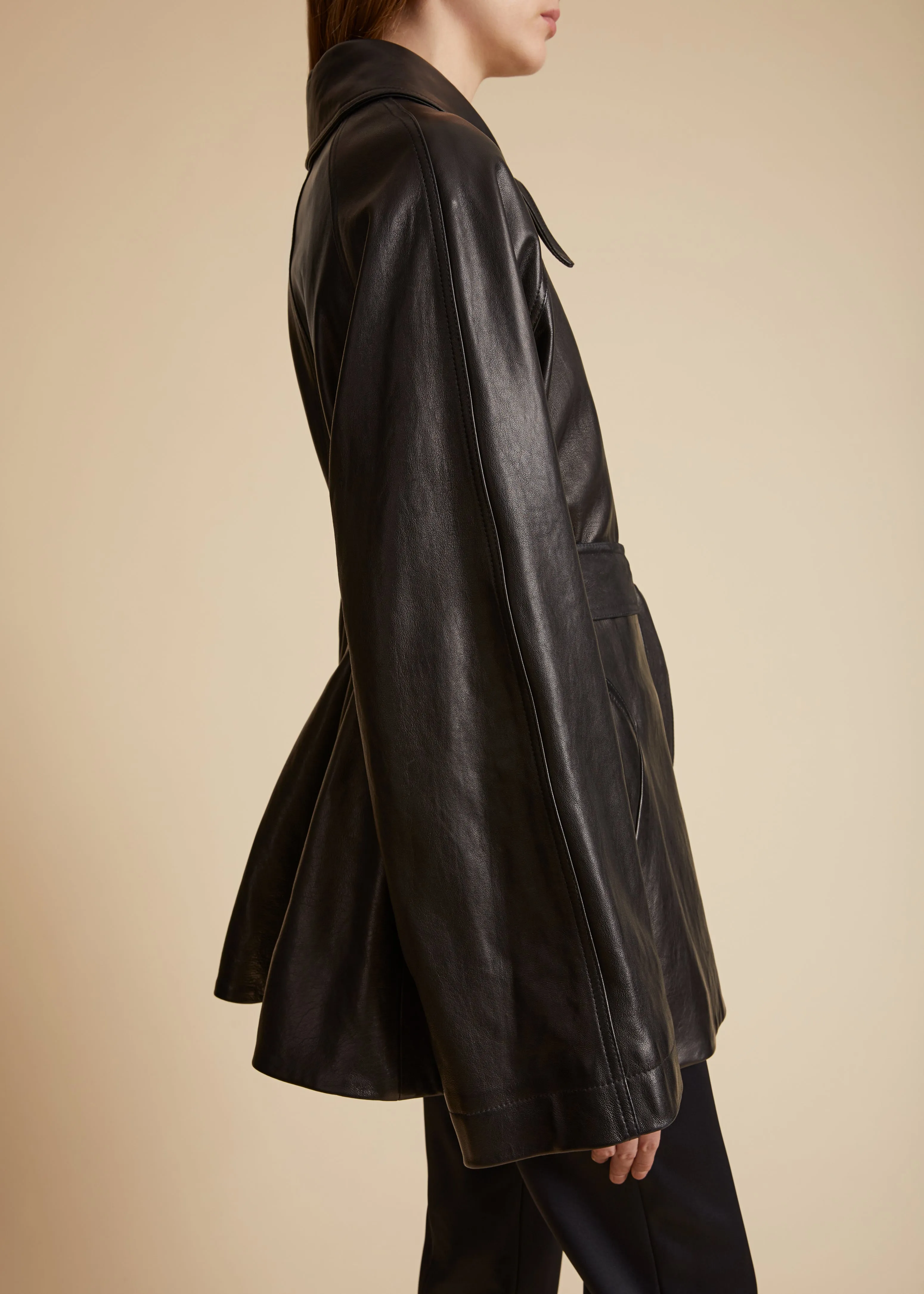 Micky Coat in Black Leather sold by KHAITE product image thumbnail 5