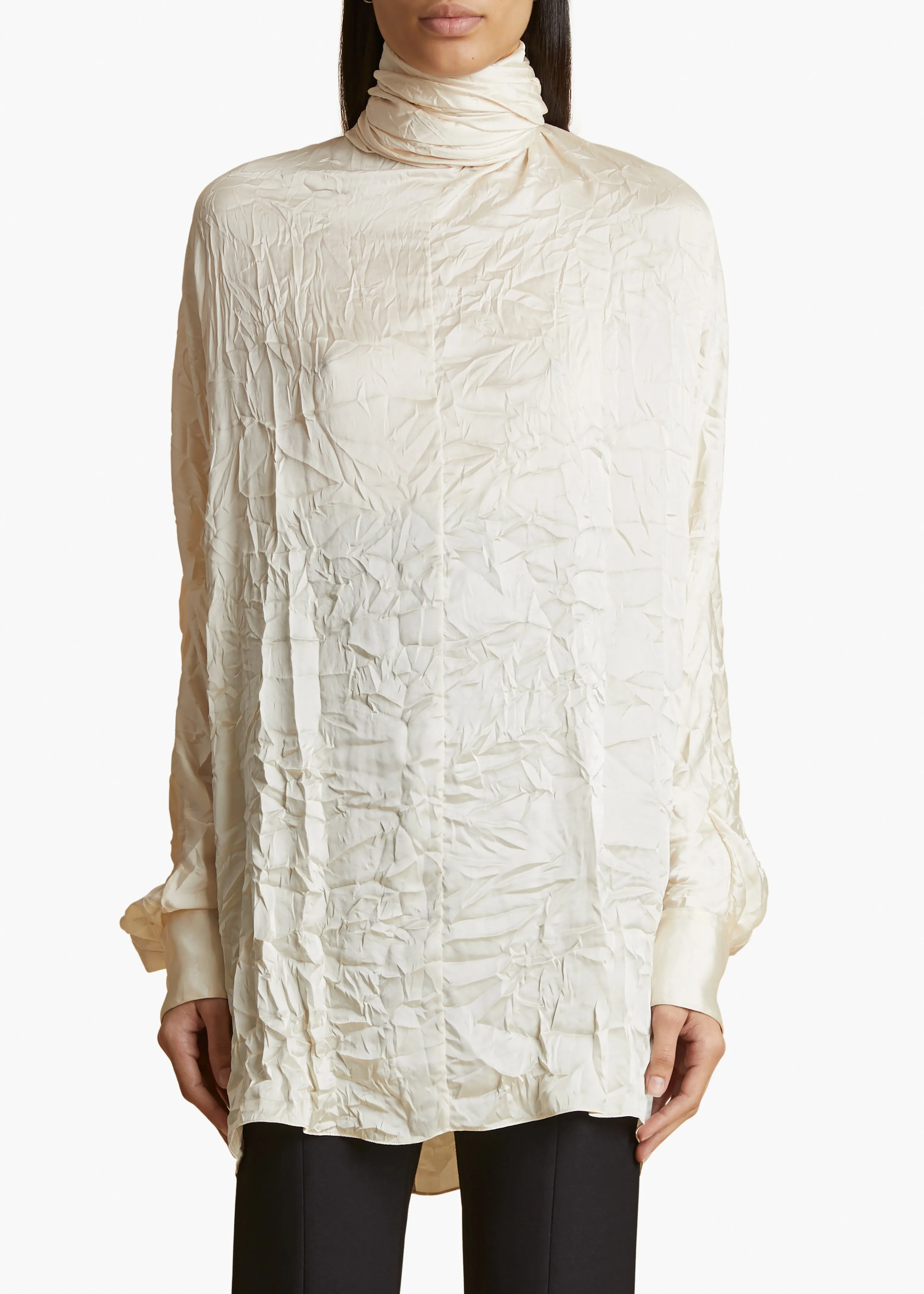Bex Top in Cream Crinkled Satin sold by KHAITE product image thumbnail 2