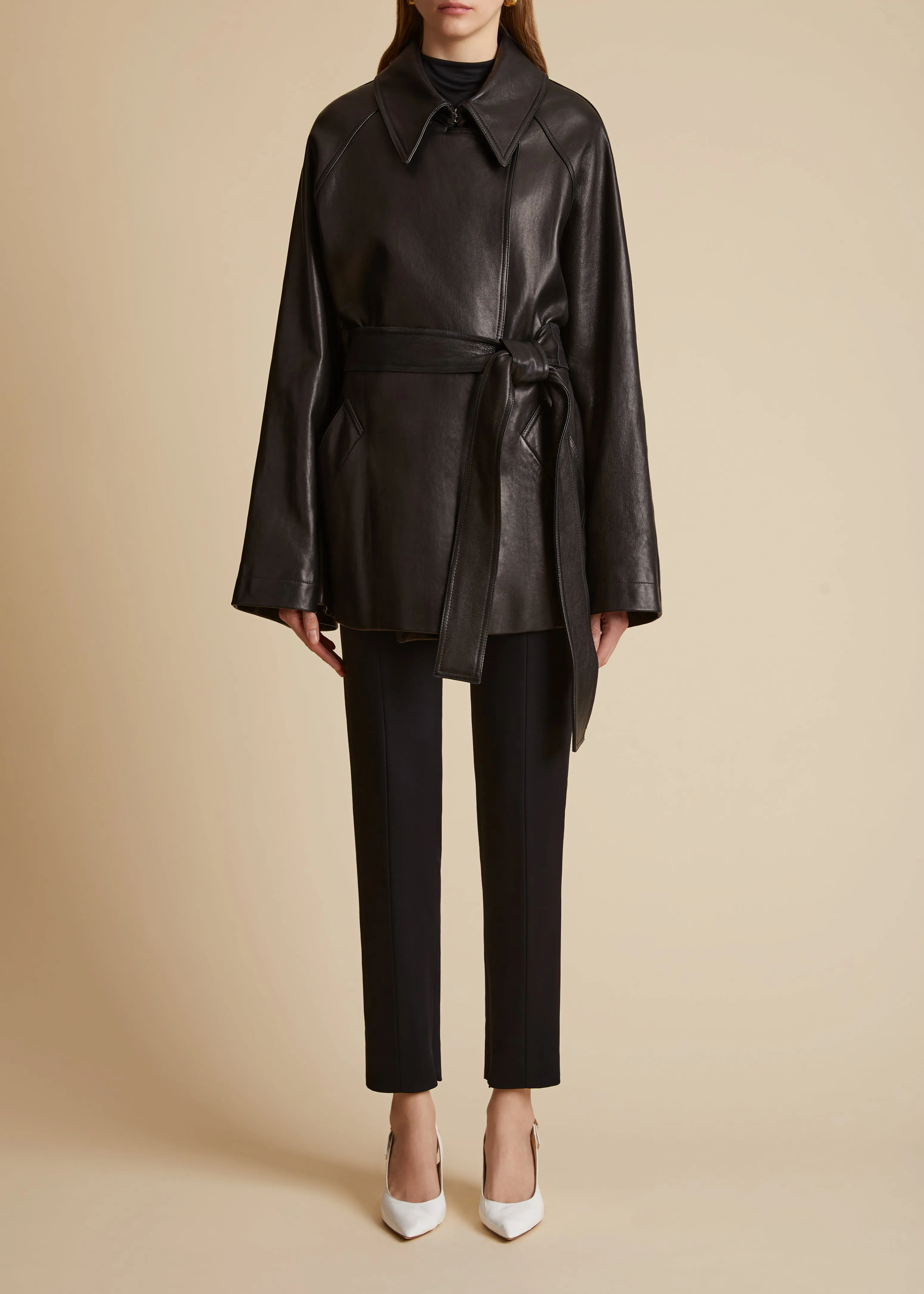 Micky Coat in Black Leather sold by KHAITE product image thumbnail 2