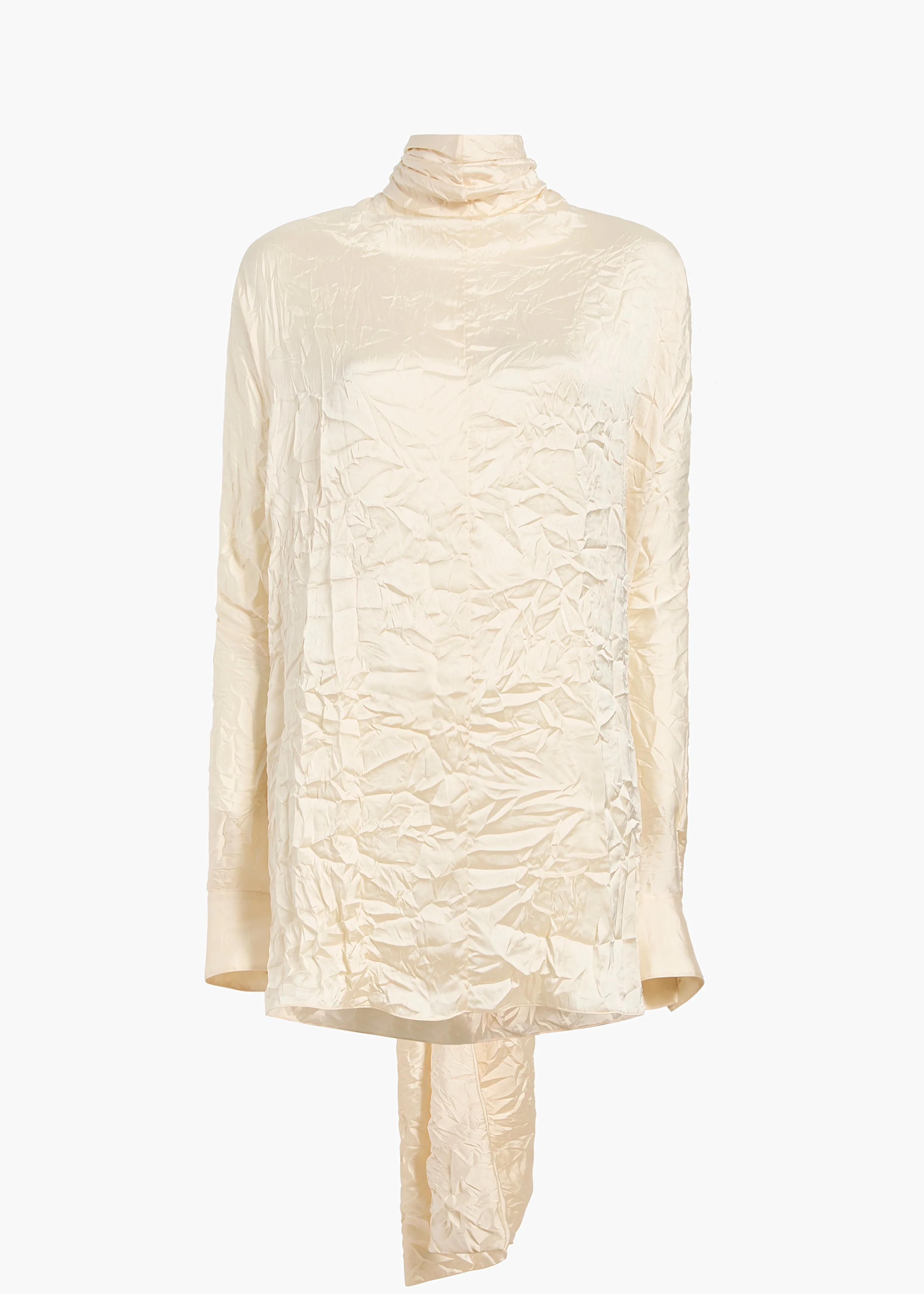 Bex Top in Cream Crinkled Satin sold by KHAITE