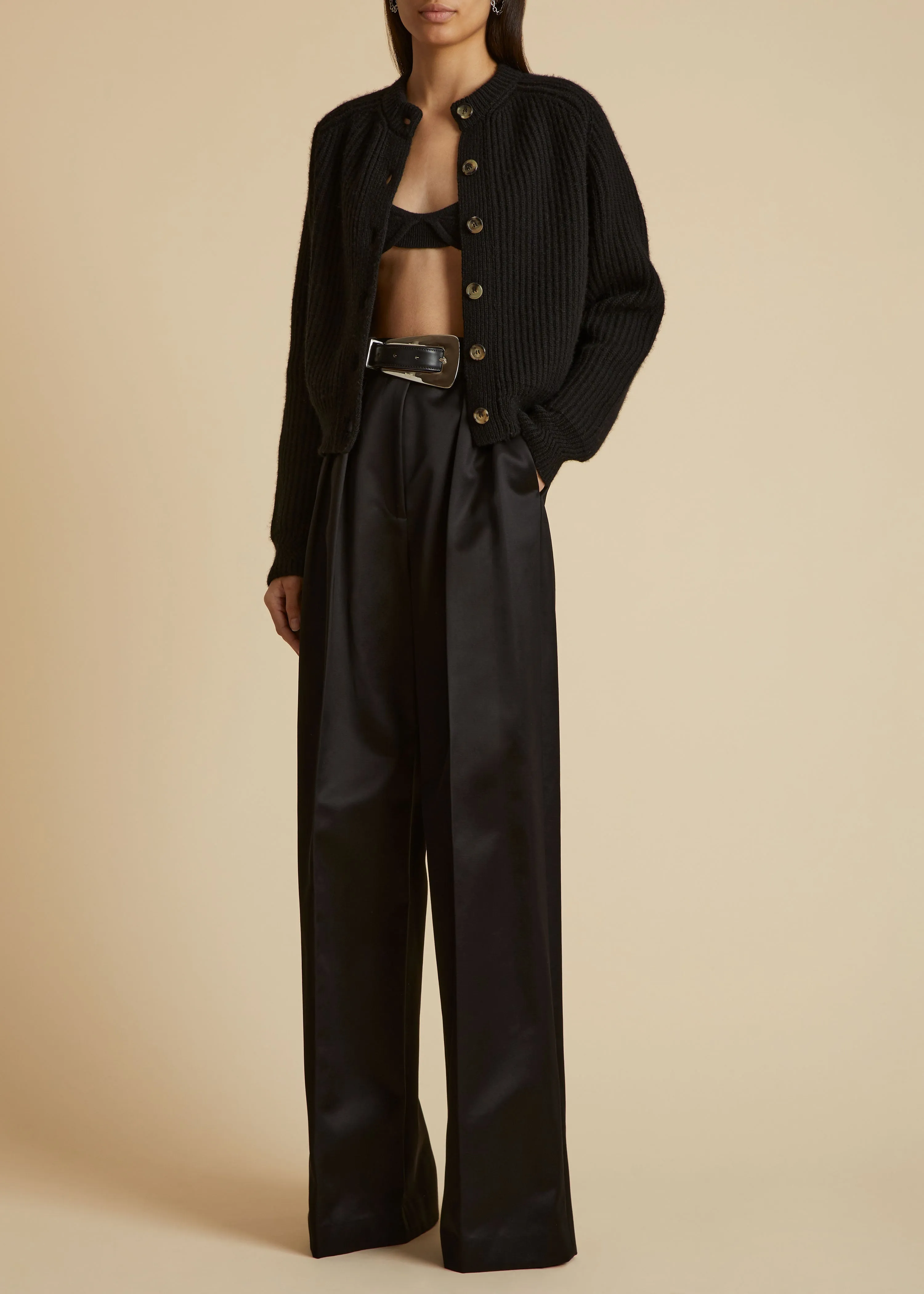 The Michaela Cardigan in Black sold by KHAITE