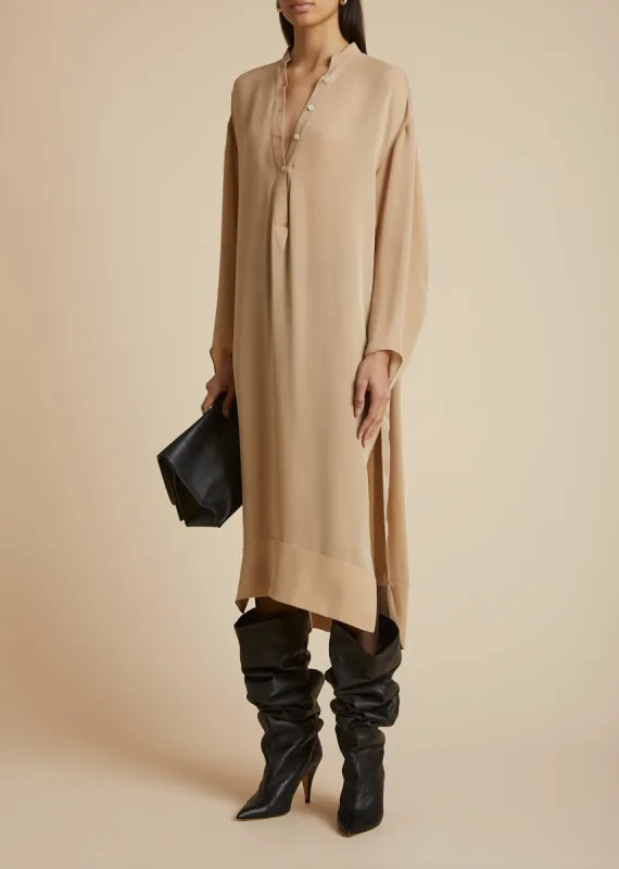 The Brom Dress in Beige sold by KHAITE