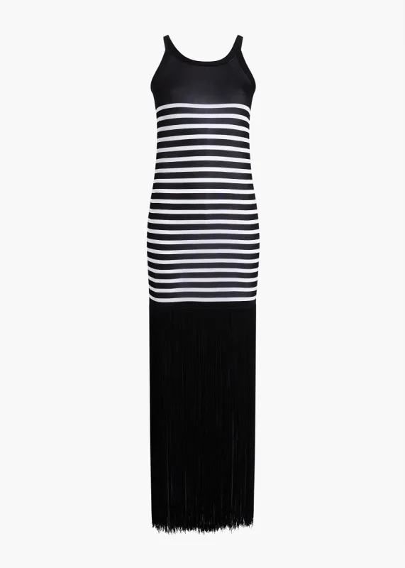 Tenysi Dress in Black and Glaze Stripe sold by KHAITE