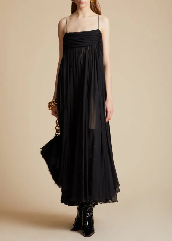The Lally Dress in Black sold by KHAITE