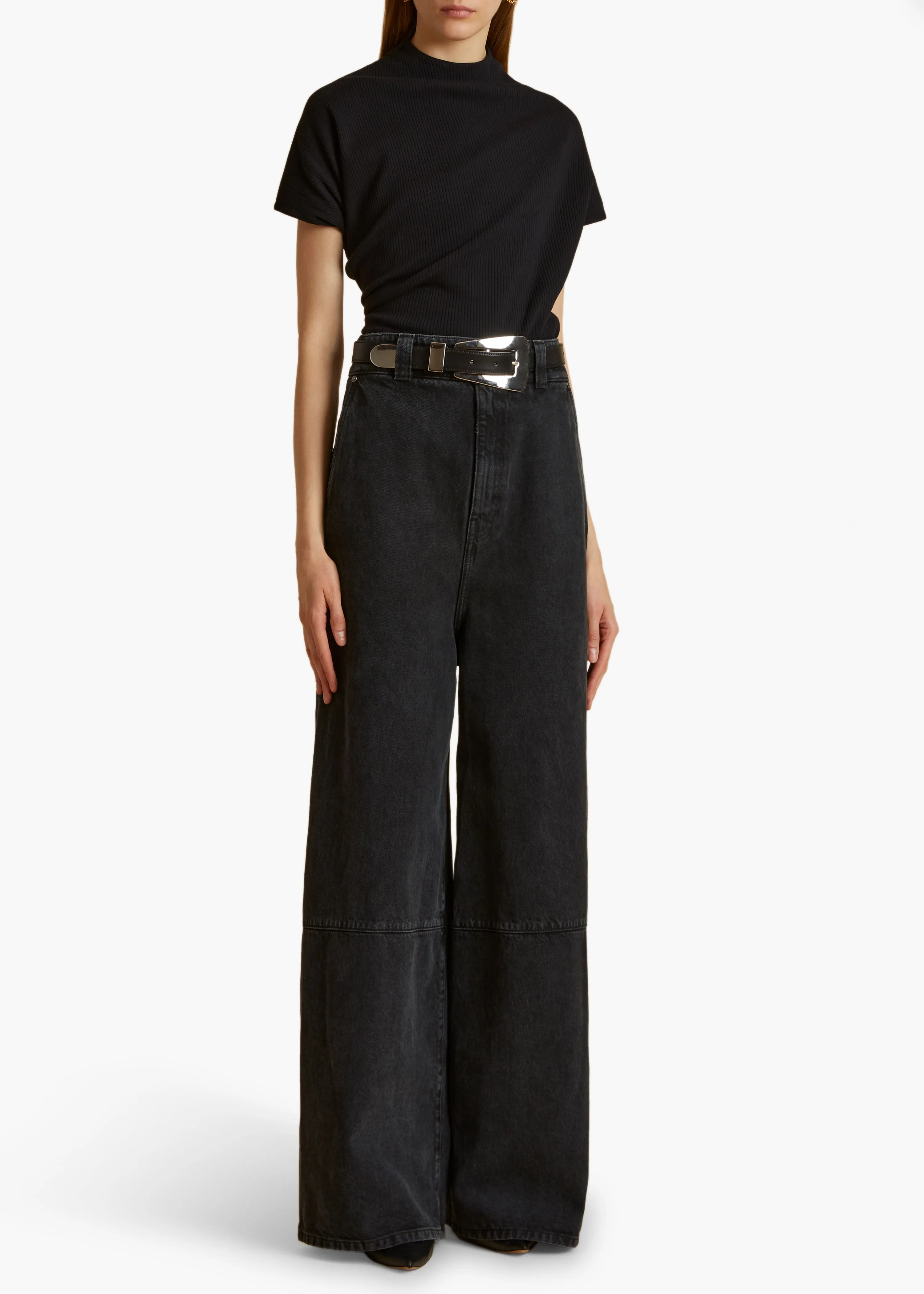 Lucca Belt in Black Leather with Silver sold by KHAITE product image thumbnail 4