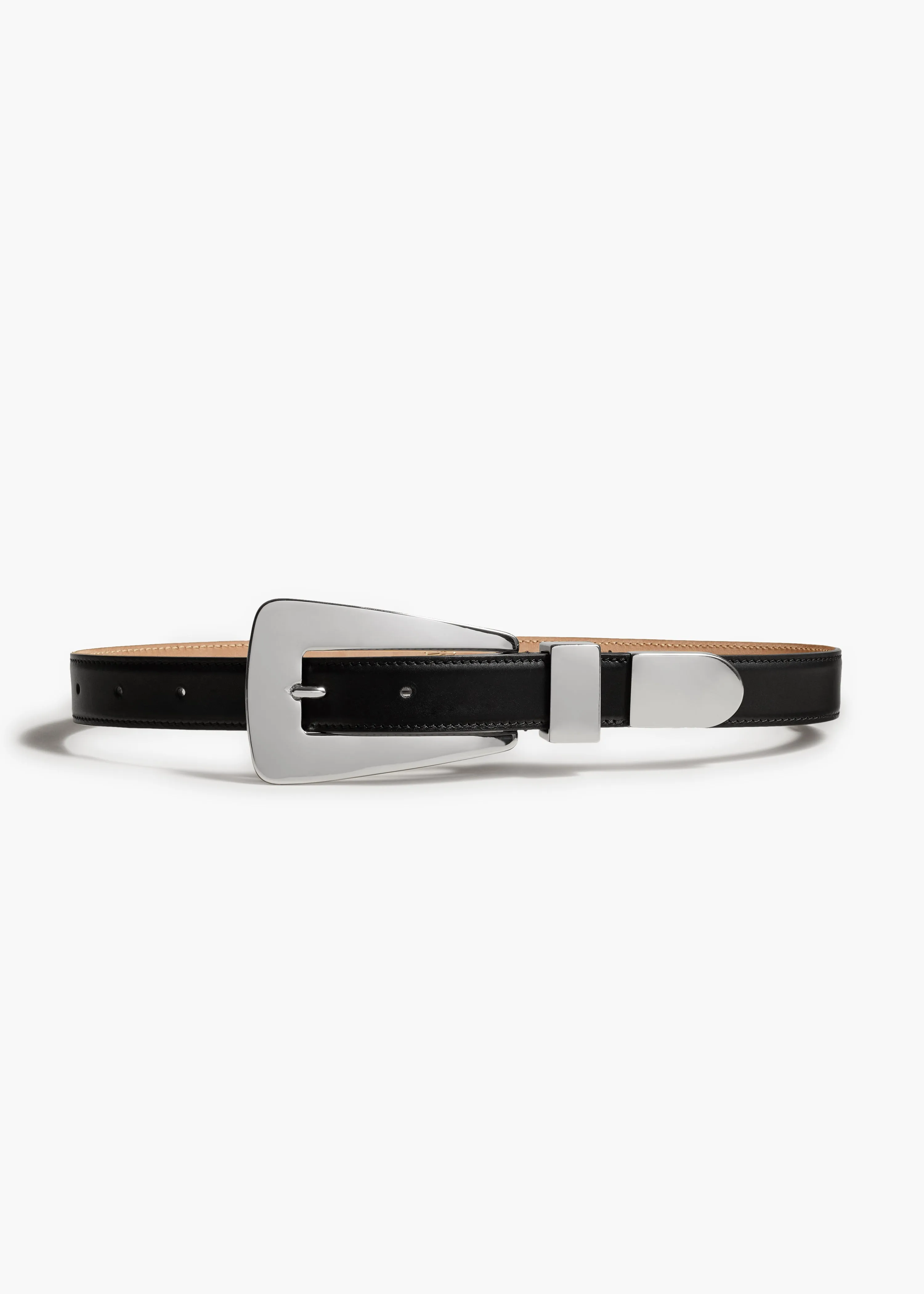 Lucca Belt in Black Leather with Silver sold by KHAITE