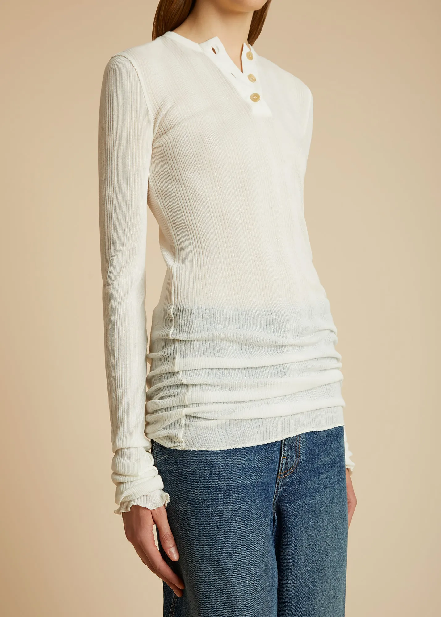 The Byron Top in Cream sold by KHAITE product image thumbnail 4