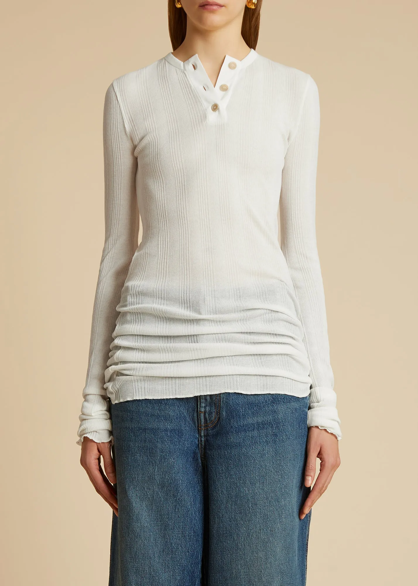 The Byron Top in Cream sold by KHAITE product image thumbnail 2