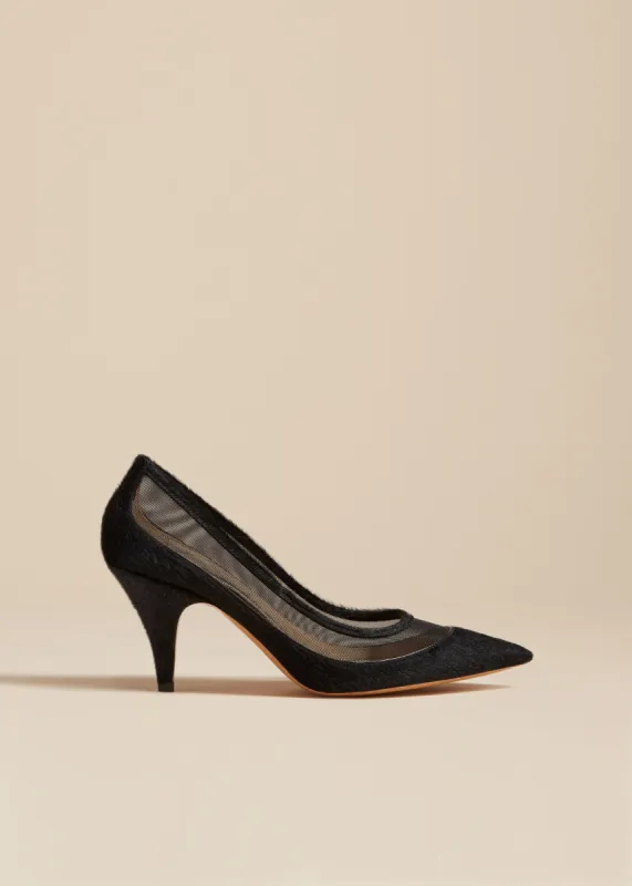 The River Mesh Pump in Black Haircalf sold by KHAITE