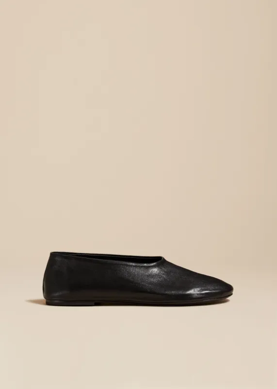 The Maiden Flat in Black Leather sold by KHAITE
