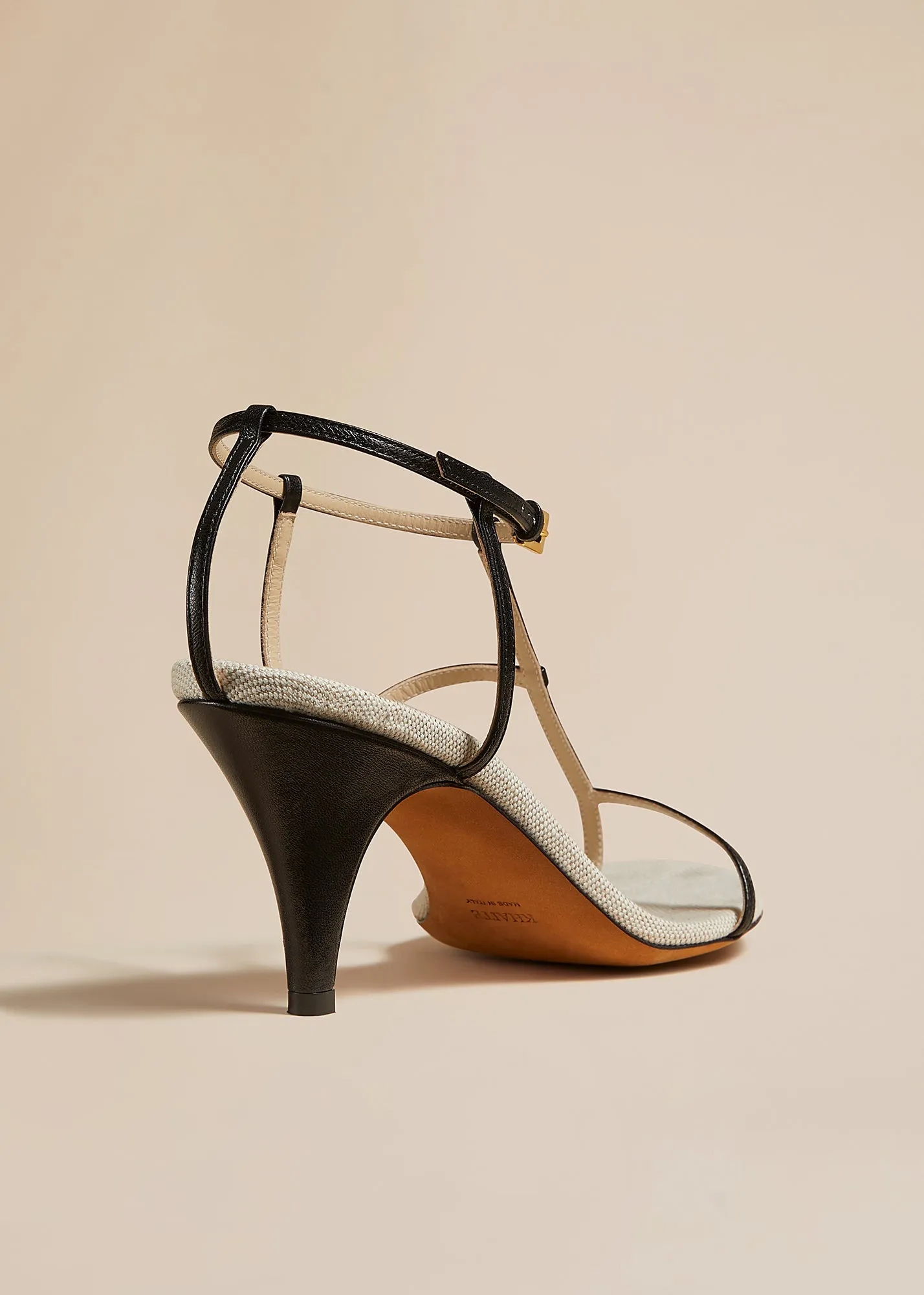 Jones Heel Sandal in Natural and Black Leather sold by KHAITE product image thumbnail 3