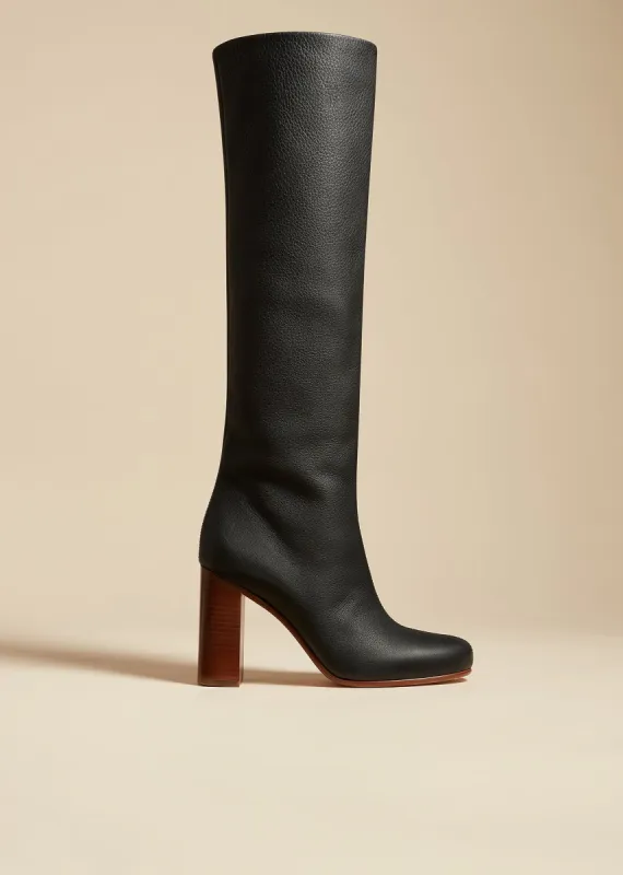 Willow Knee-High Boot in Black Pebbled Leather sold by KHAITE