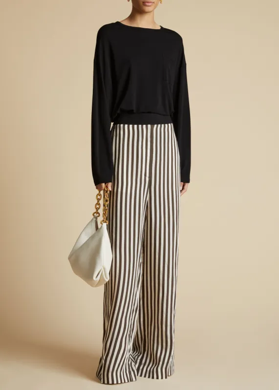 The Imogen Long Sleeve T-Shirt in Black Jersey sold by KHAITE