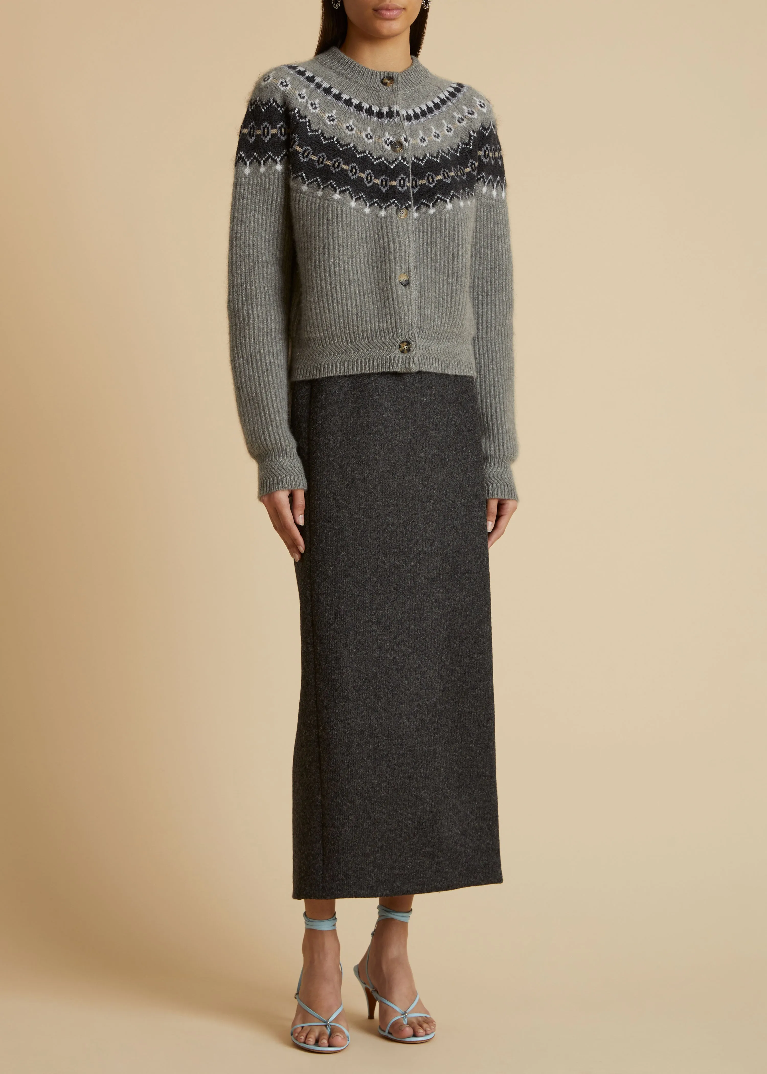 The Michaela Cardigan in Sterling Multi sold by KHAITE