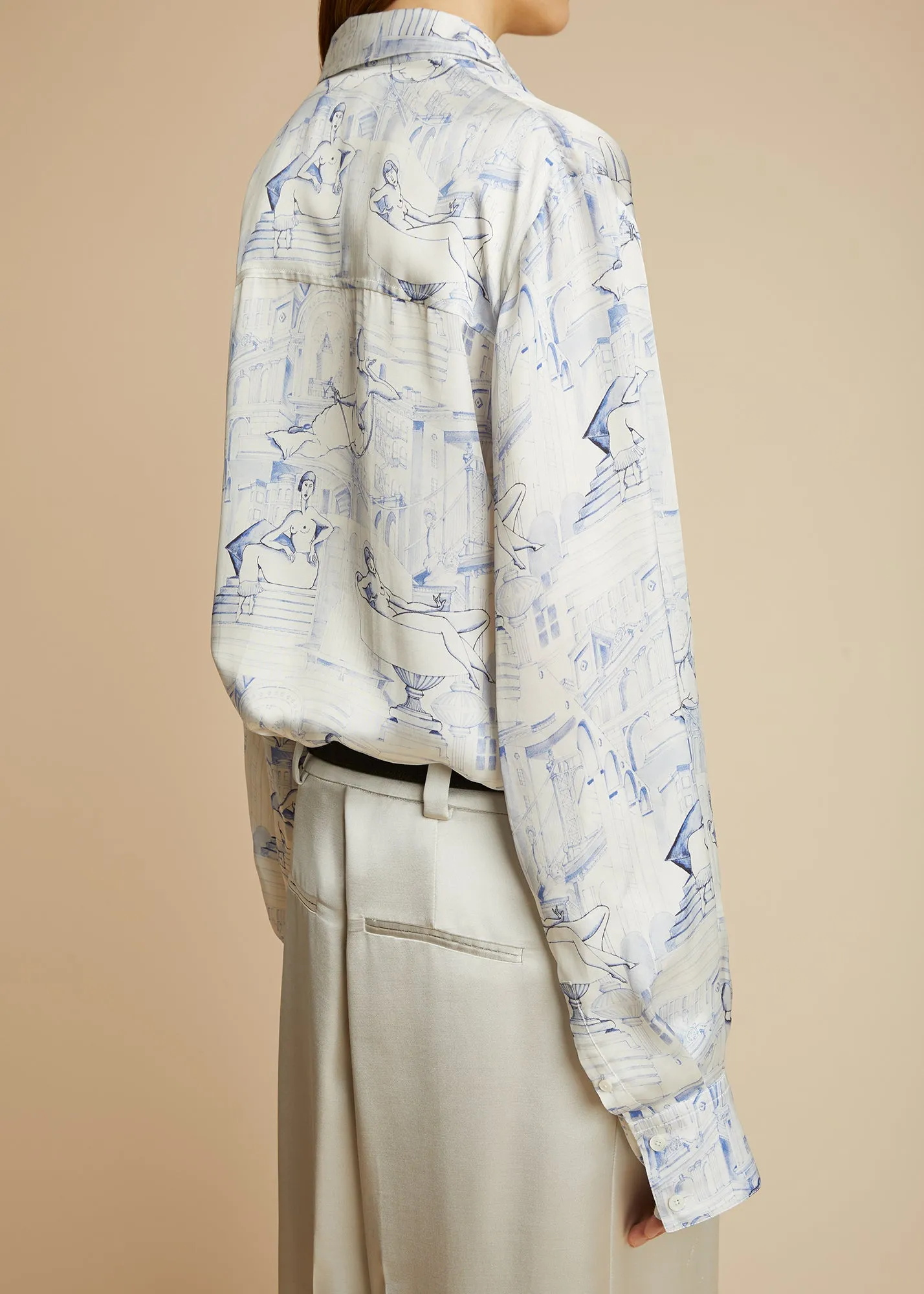 Minta Top in Cream and Blue sold by KHAITE product image thumbnail 5