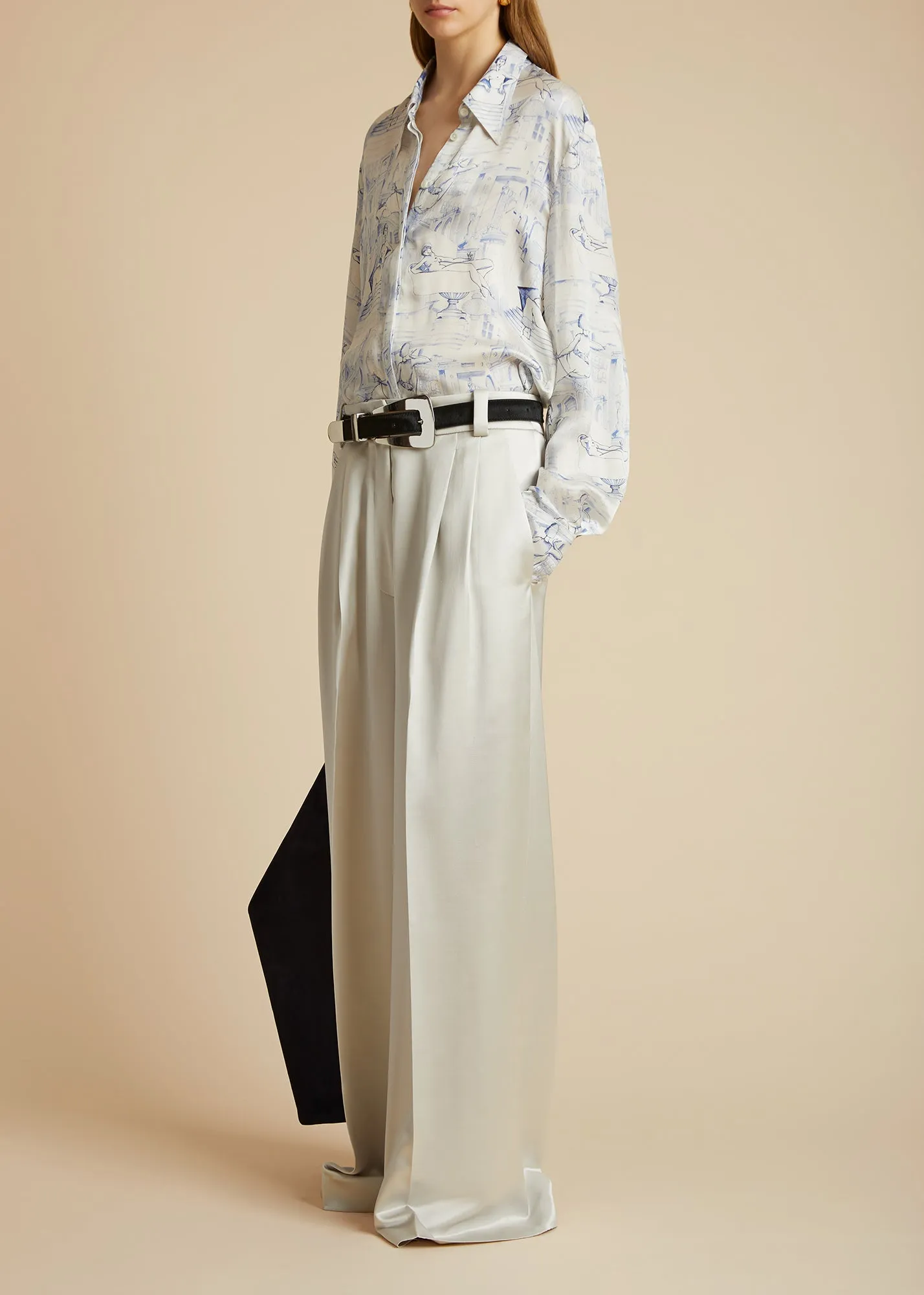 Minta Top in Cream and Blue sold by KHAITE product image thumbnail 2