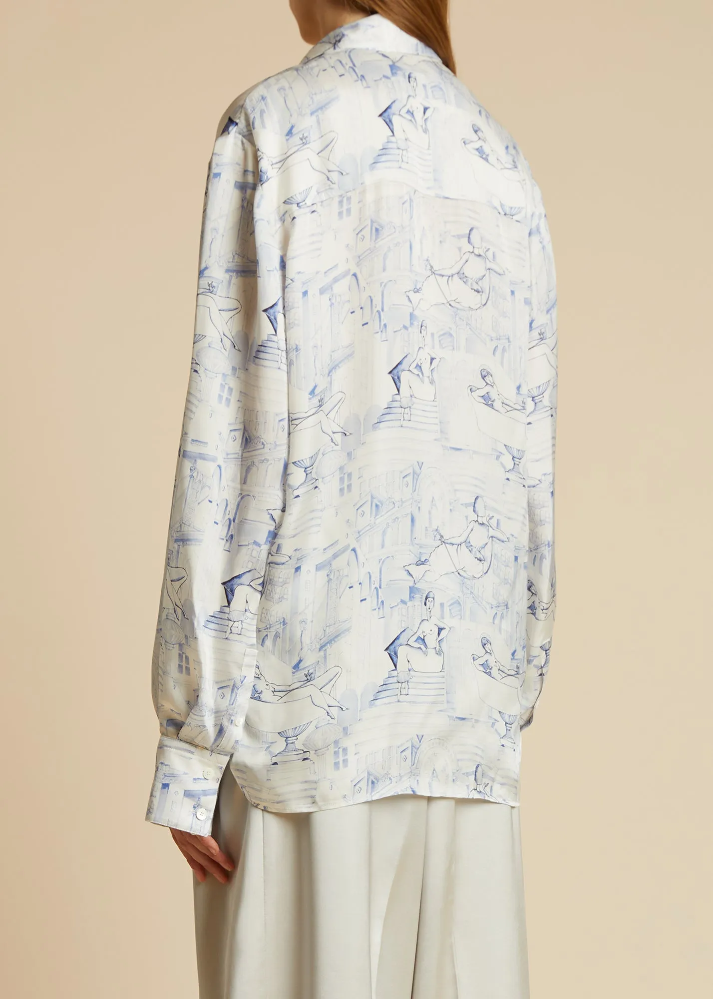 Minta Top in Cream and Blue sold by KHAITE product image thumbnail 4