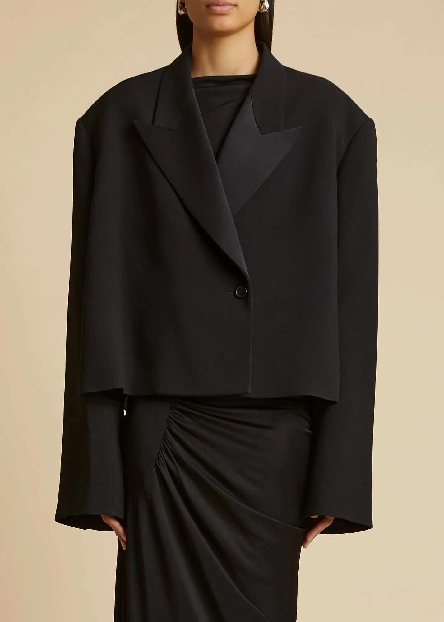 The Raymond Jacket in Black Satin sold by KHAITE product image thumbnail 2