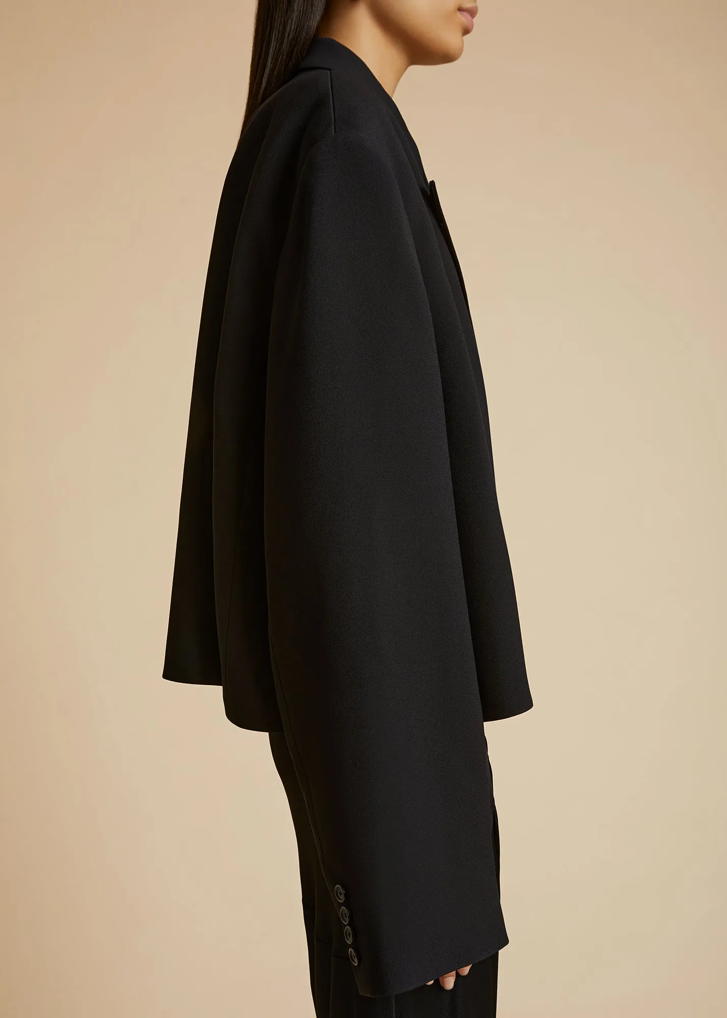 The Raymond Jacket in Black Satin sold by KHAITE product image thumbnail 4