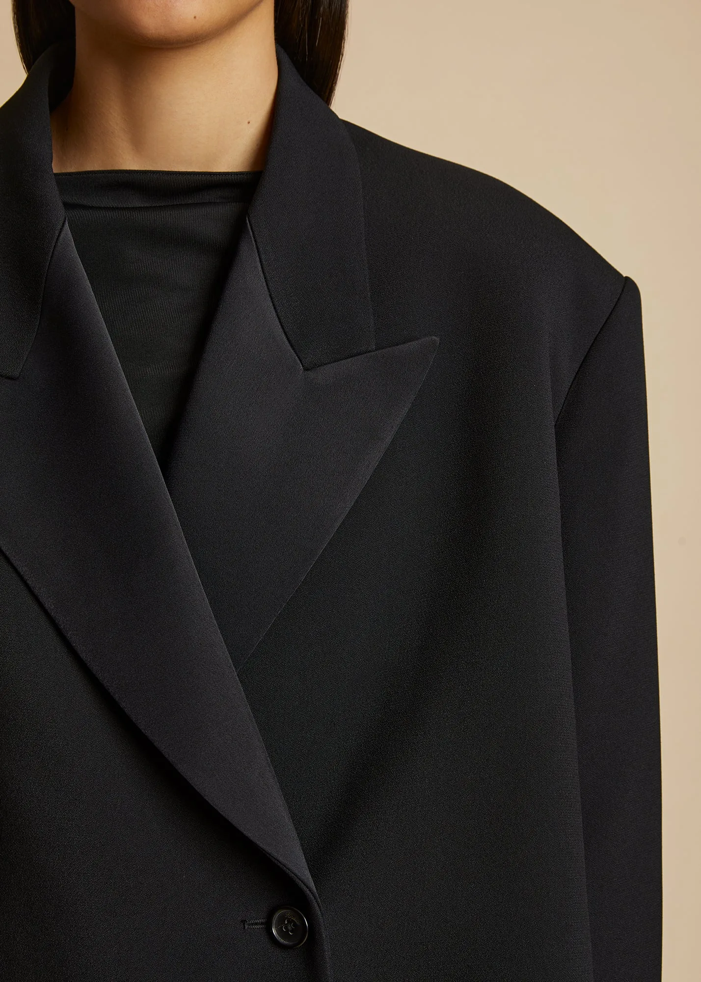 The Raymond Jacket in Black Satin sold by KHAITE product image thumbnail 5