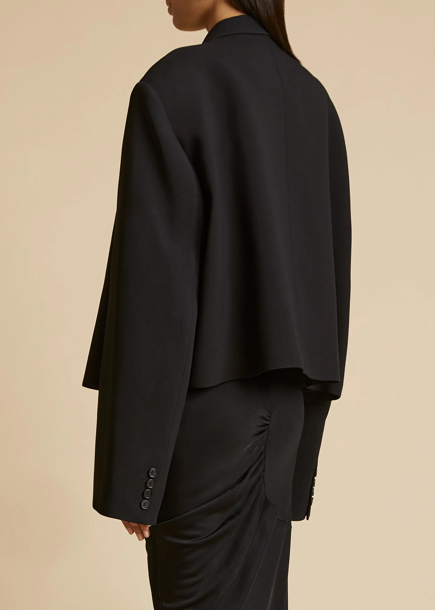 The Raymond Jacket in Black Satin sold by KHAITE product image thumbnail 3
