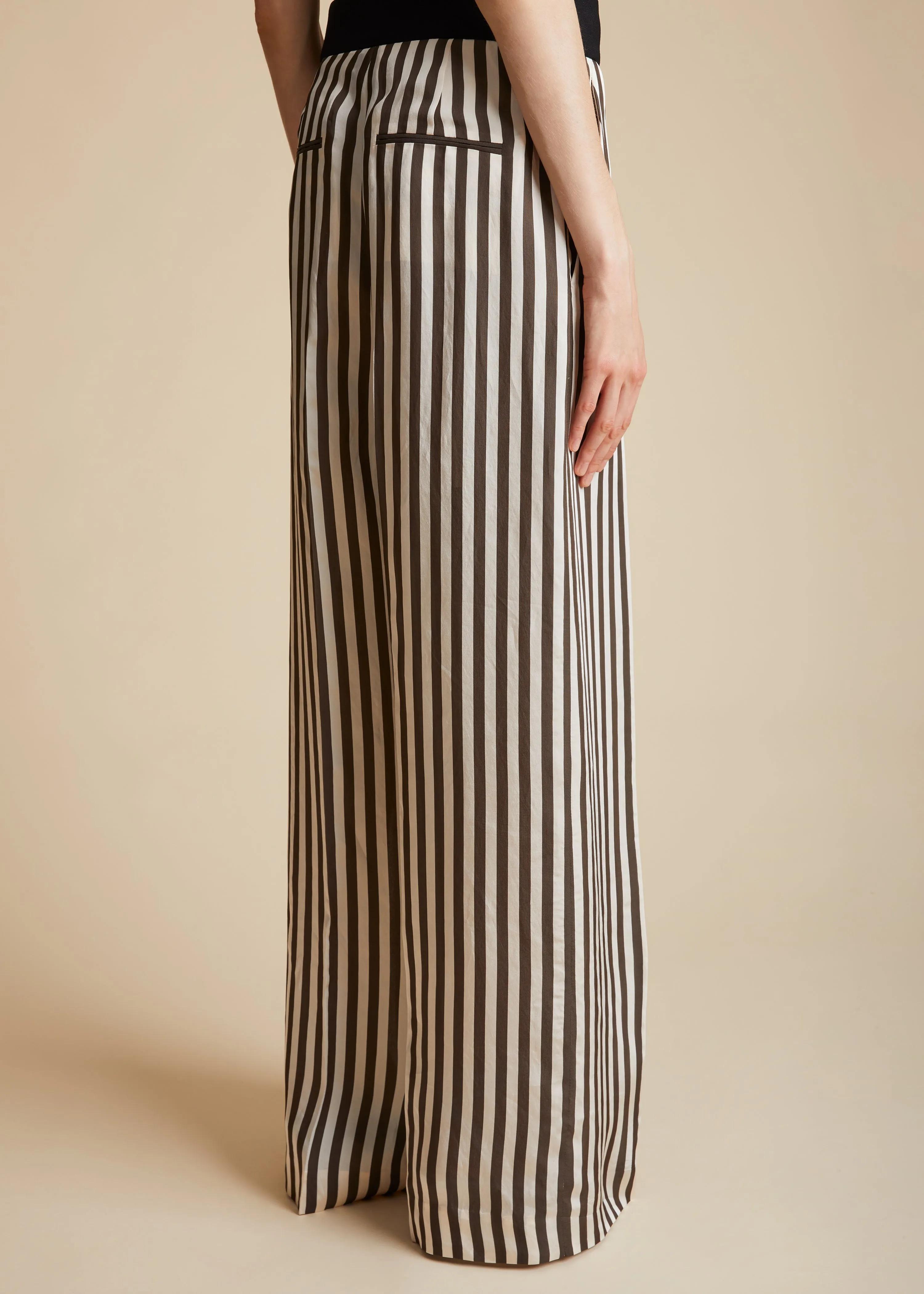 The Banton Pant in Ivory with Dark Brown Stripes sold by KHAITE product image thumbnail 4