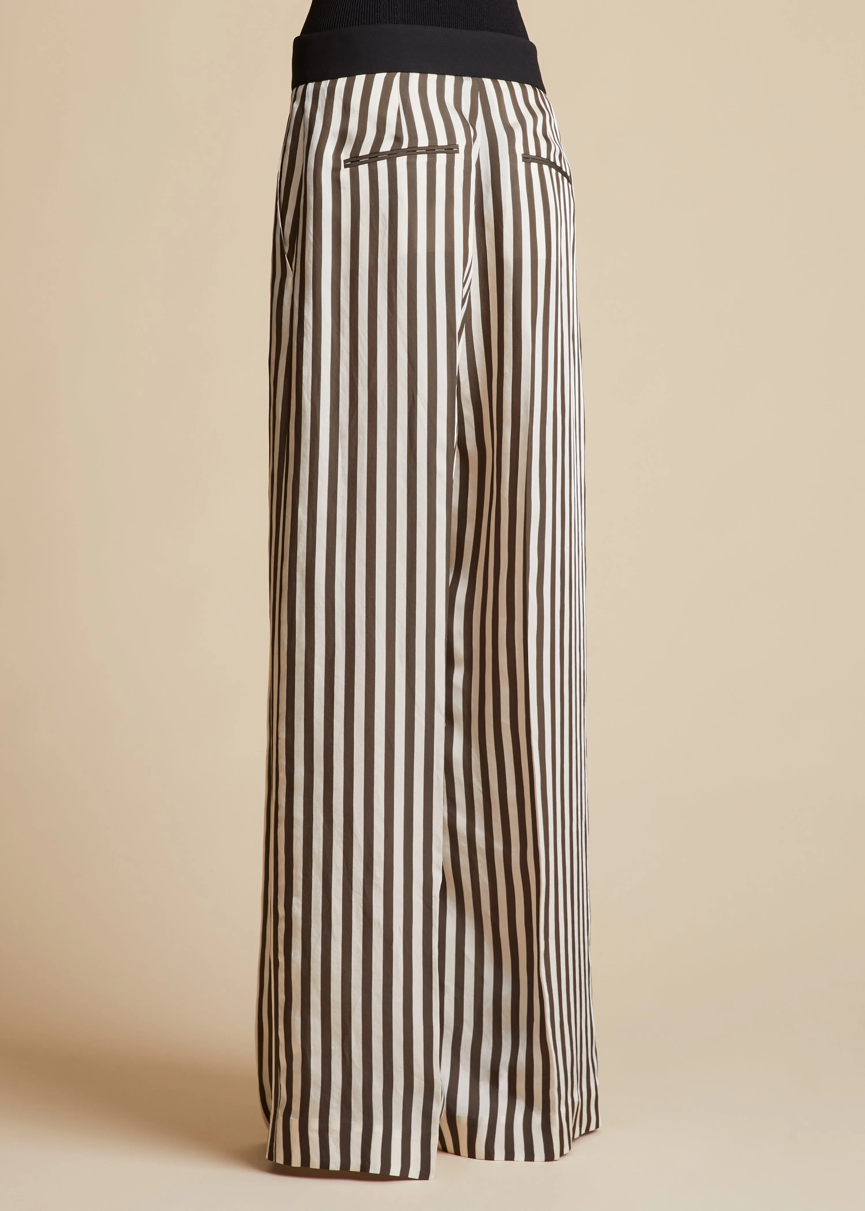 The Banton Pant in Ivory with Dark Brown Stripes sold by KHAITE product image thumbnail 3