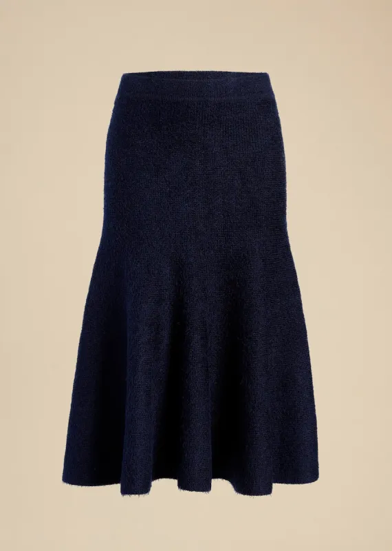 Cadence Skirt in Navy sold by KHAITE