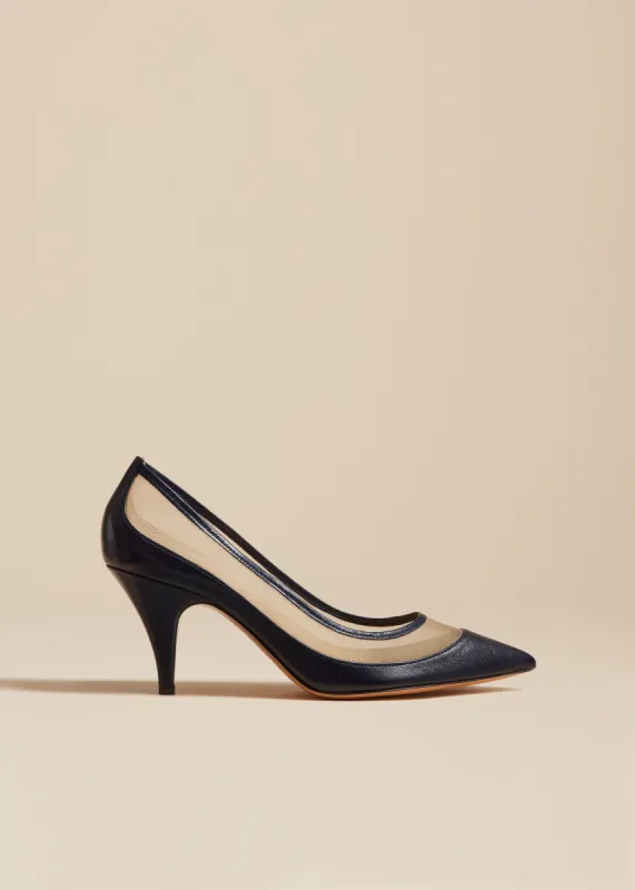 The River Mesh Pump in Midnight Leather sold by KHAITE
