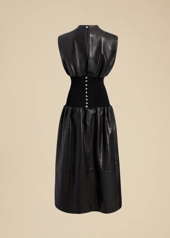 Uni Dress in Black Leather sold by KHAITE