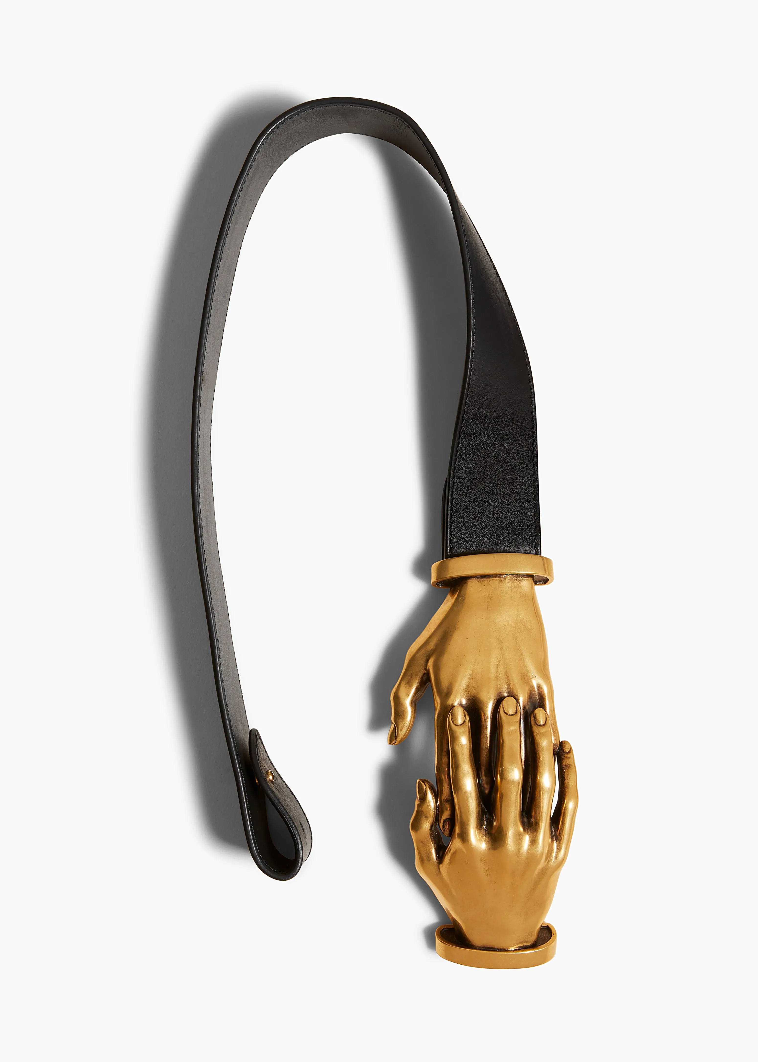 Sculpted Hands Belt in Black Leather with Antique Gold sold by KHAITE product image thumbnail 2