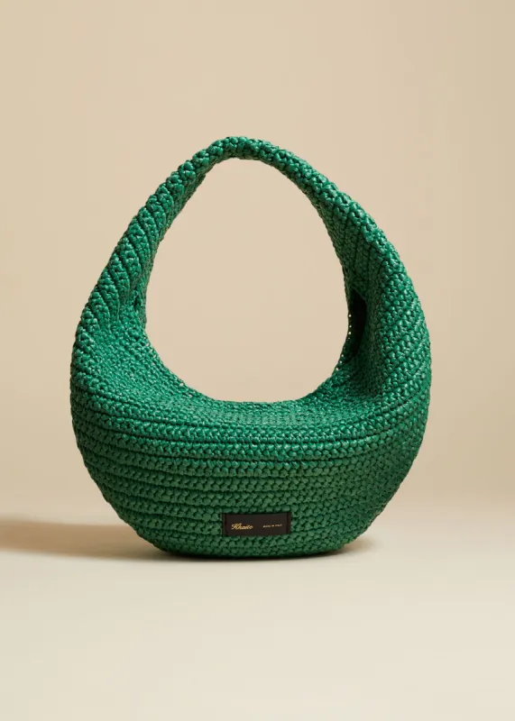 Medium Olivia Hobo in Forest Green Raffia sold by KHAITE