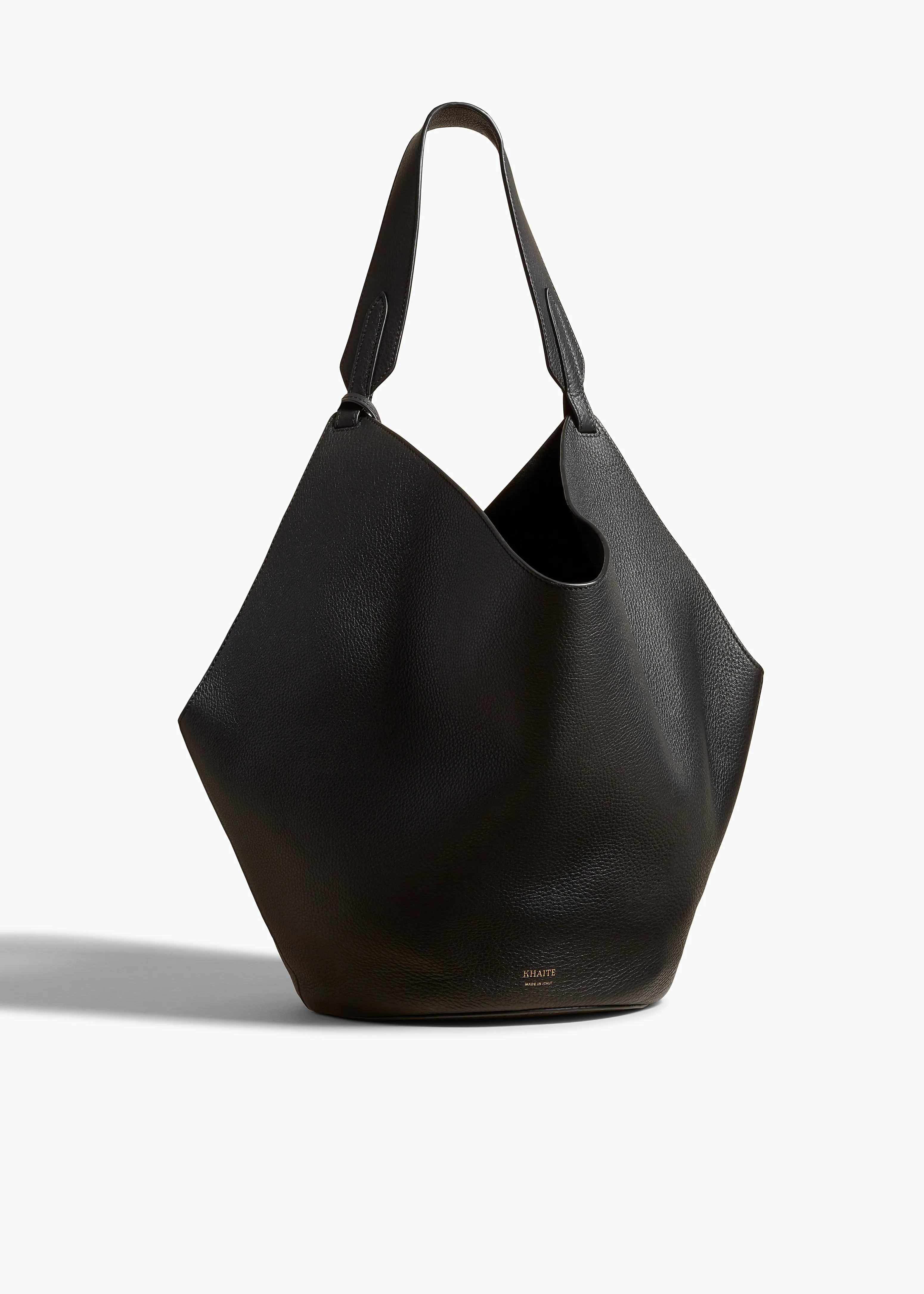 Medium Lotus Tote in Black Pebbled Leather sold by KHAITE