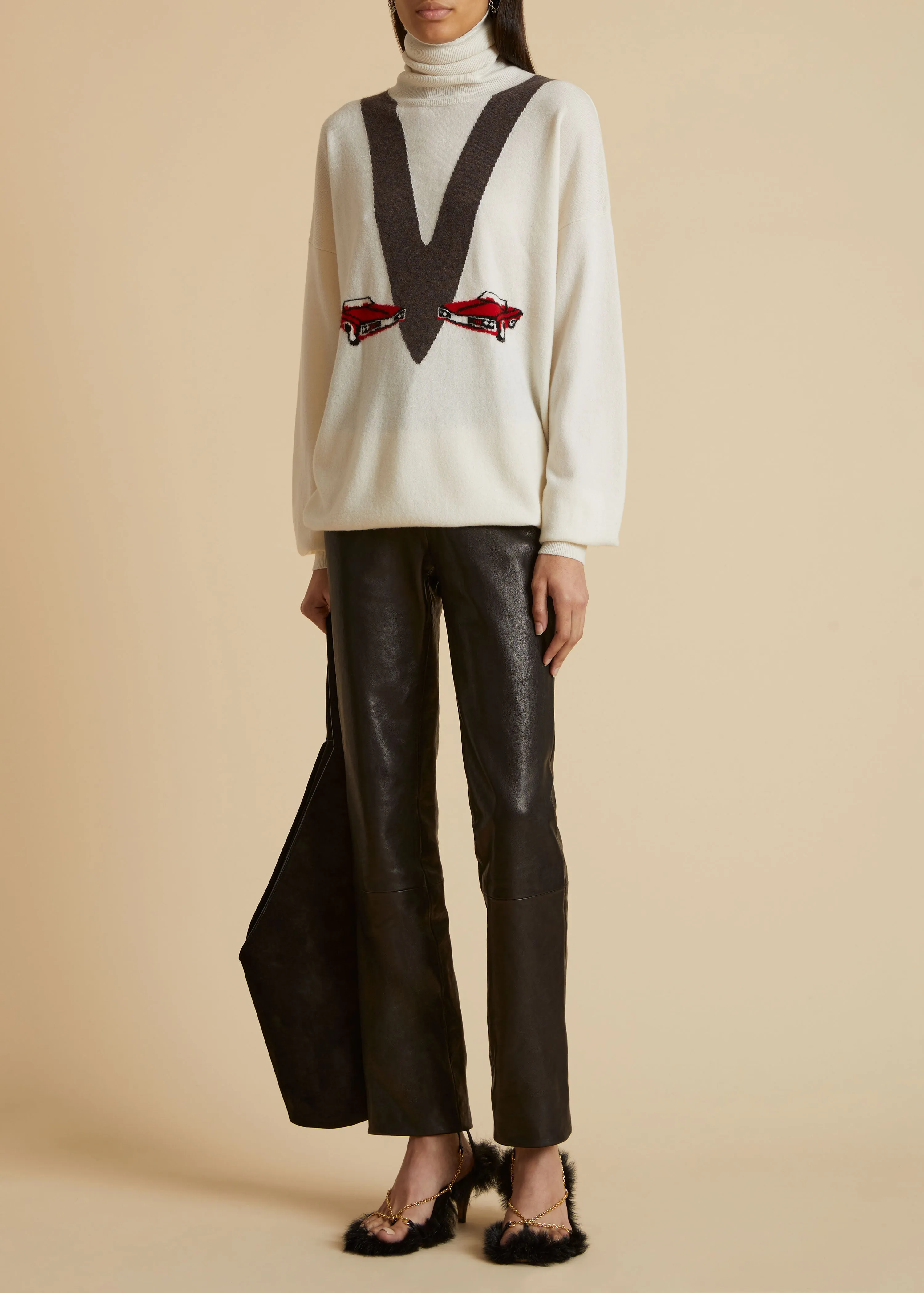 The Emile Pant in Black Leather sold by KHAITE