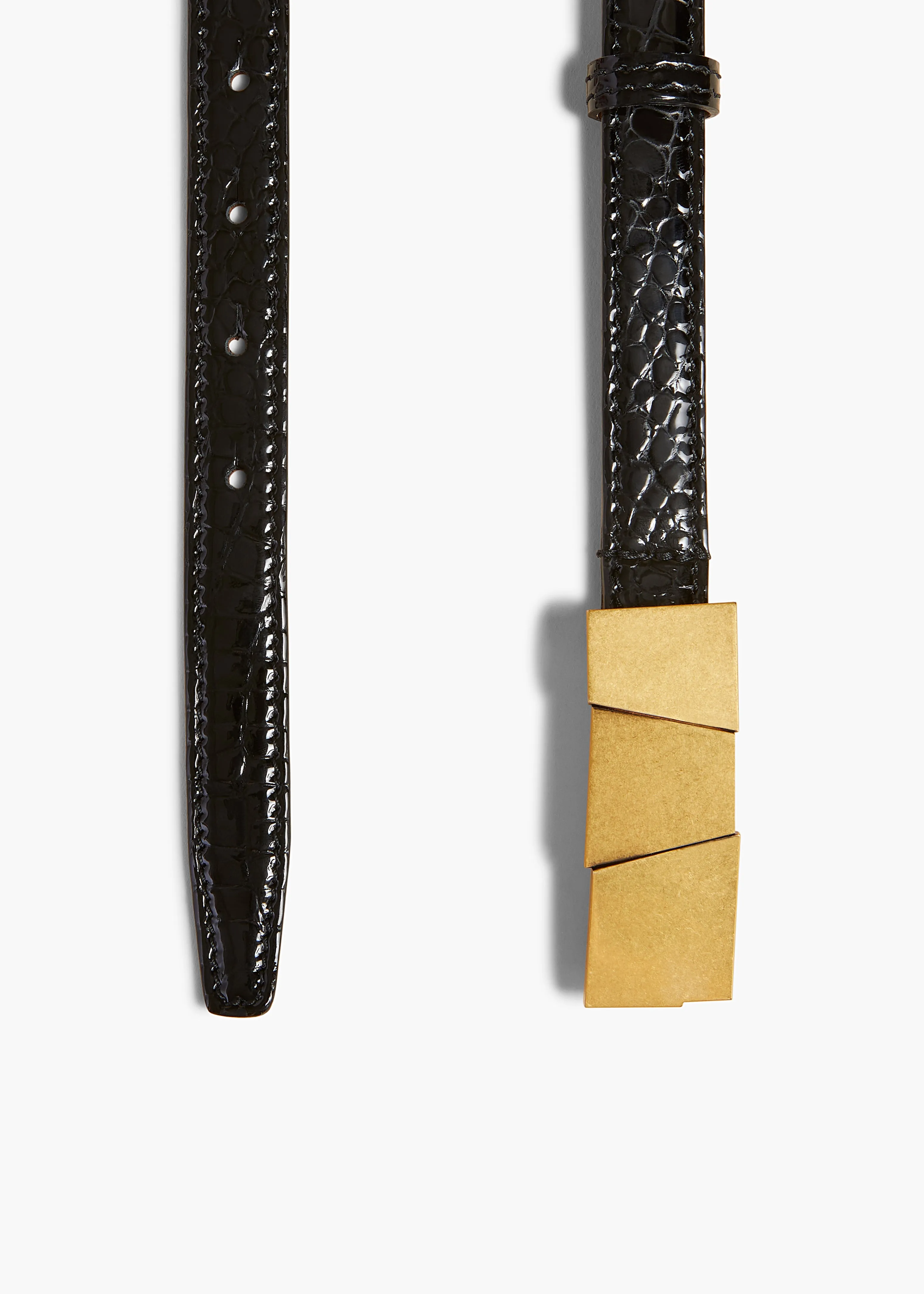 Small Axel Belt in Black Croc-Embossed Leather with Gold sold by KHAITE product image thumbnail 2