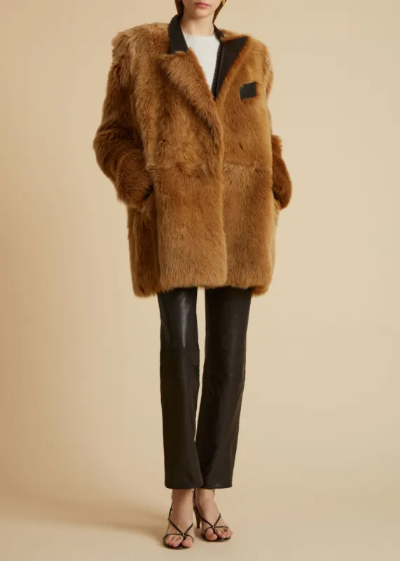 The Lakem Jacket in Camel Shearling sold by KHAITE
