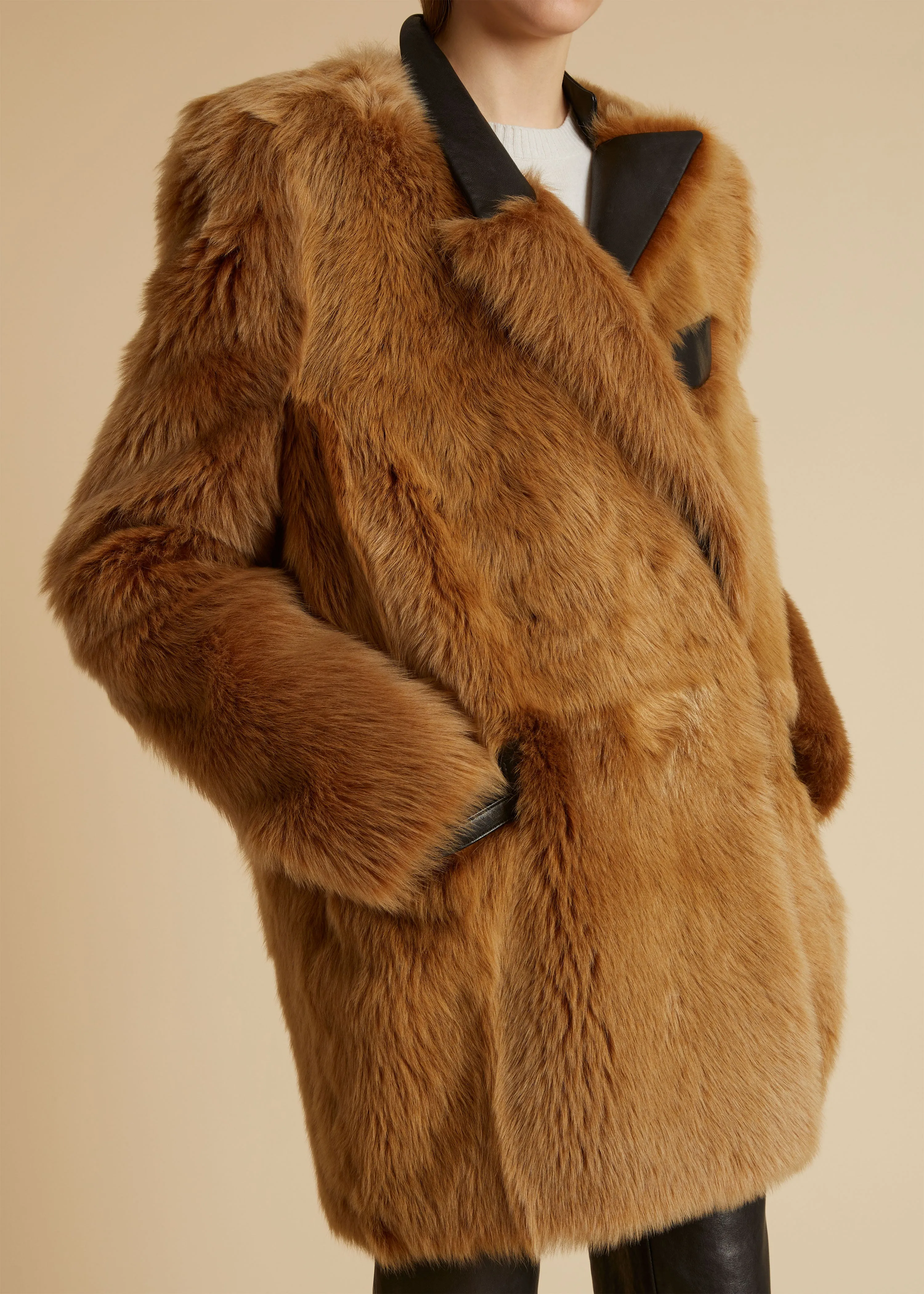 The Lakem Jacket in Camel Shearling sold by KHAITE product image thumbnail 4