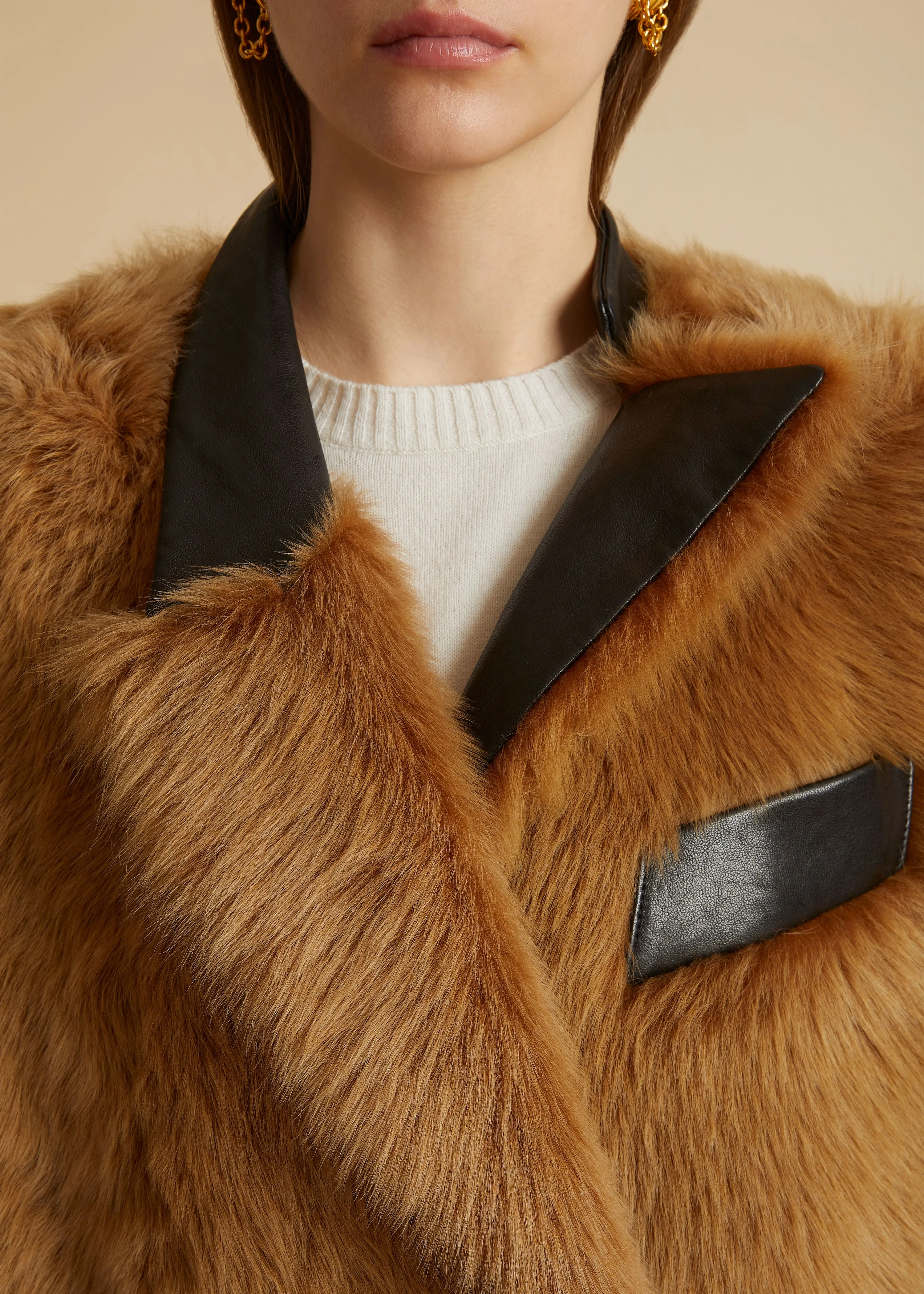 The Lakem Jacket in Camel Shearling sold by KHAITE product image thumbnail 5