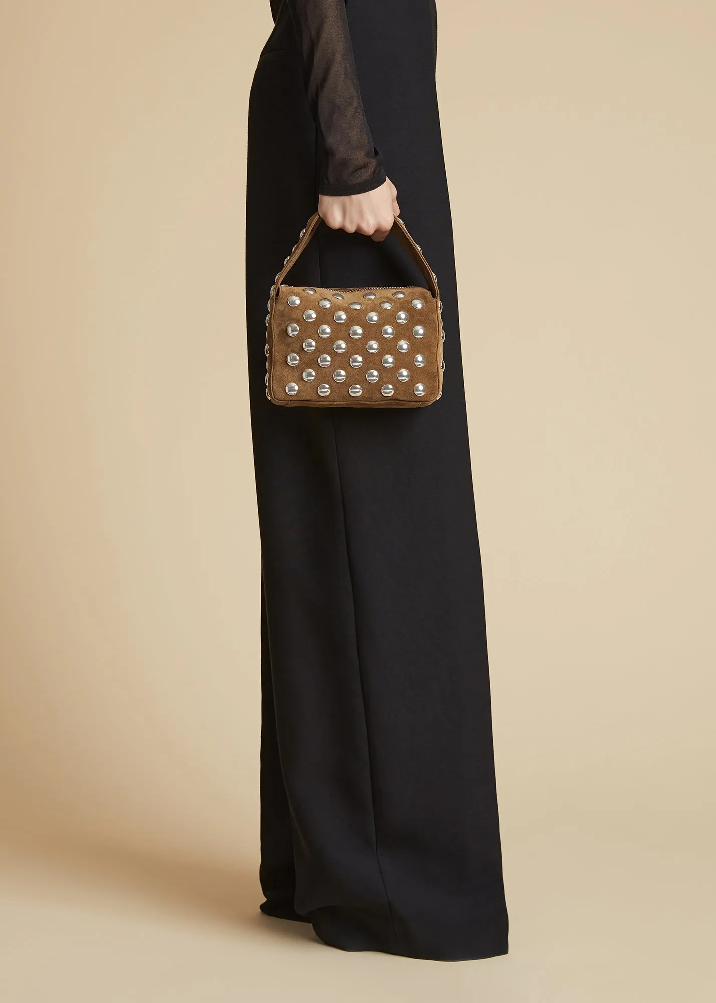 Small Elena Bag in Mud Suede with Studs sold by KHAITE product image thumbnail 5