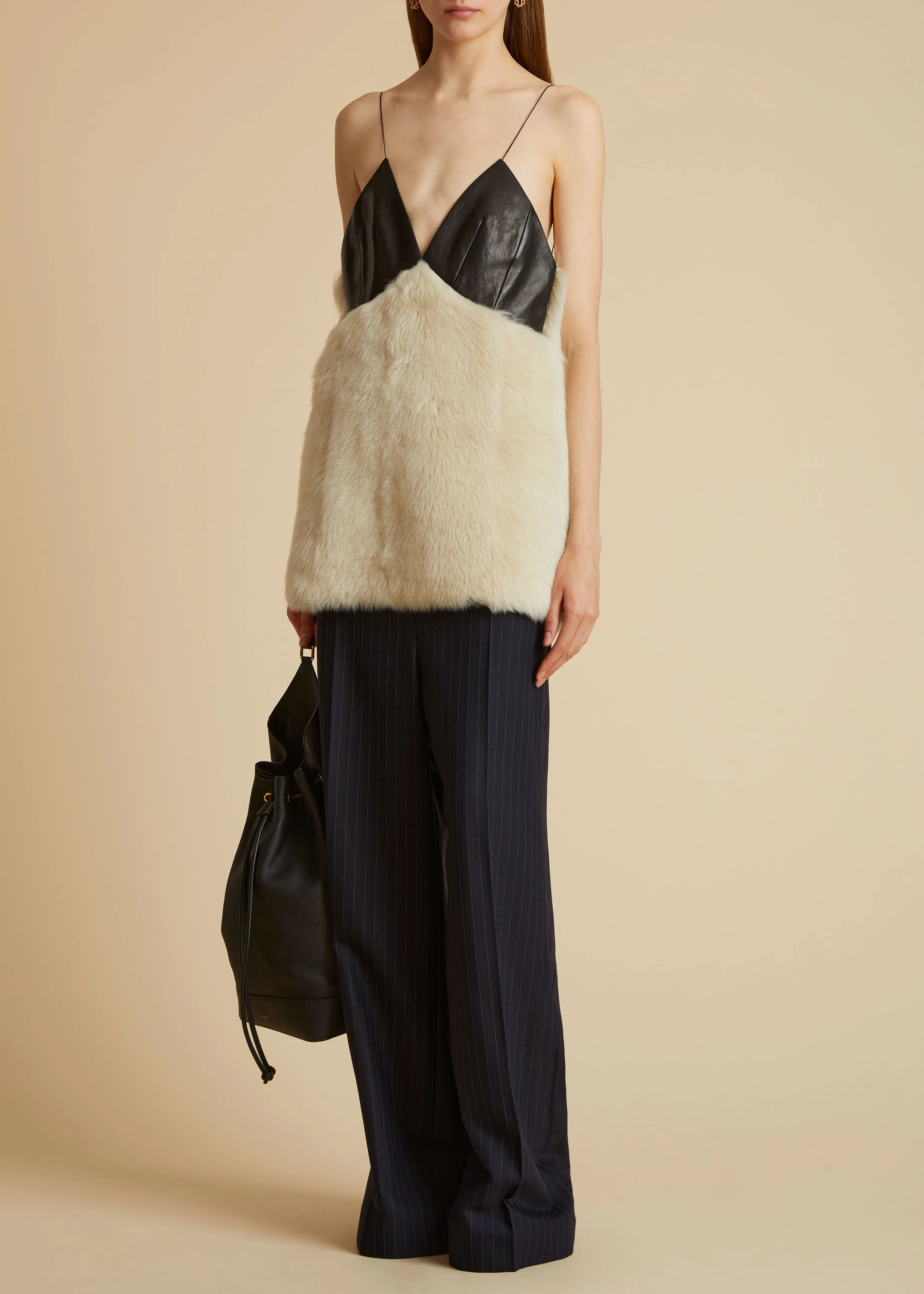 The Medium Greta Backpack in Black Pebbled Leather sold by KHAITE product image thumbnail 5