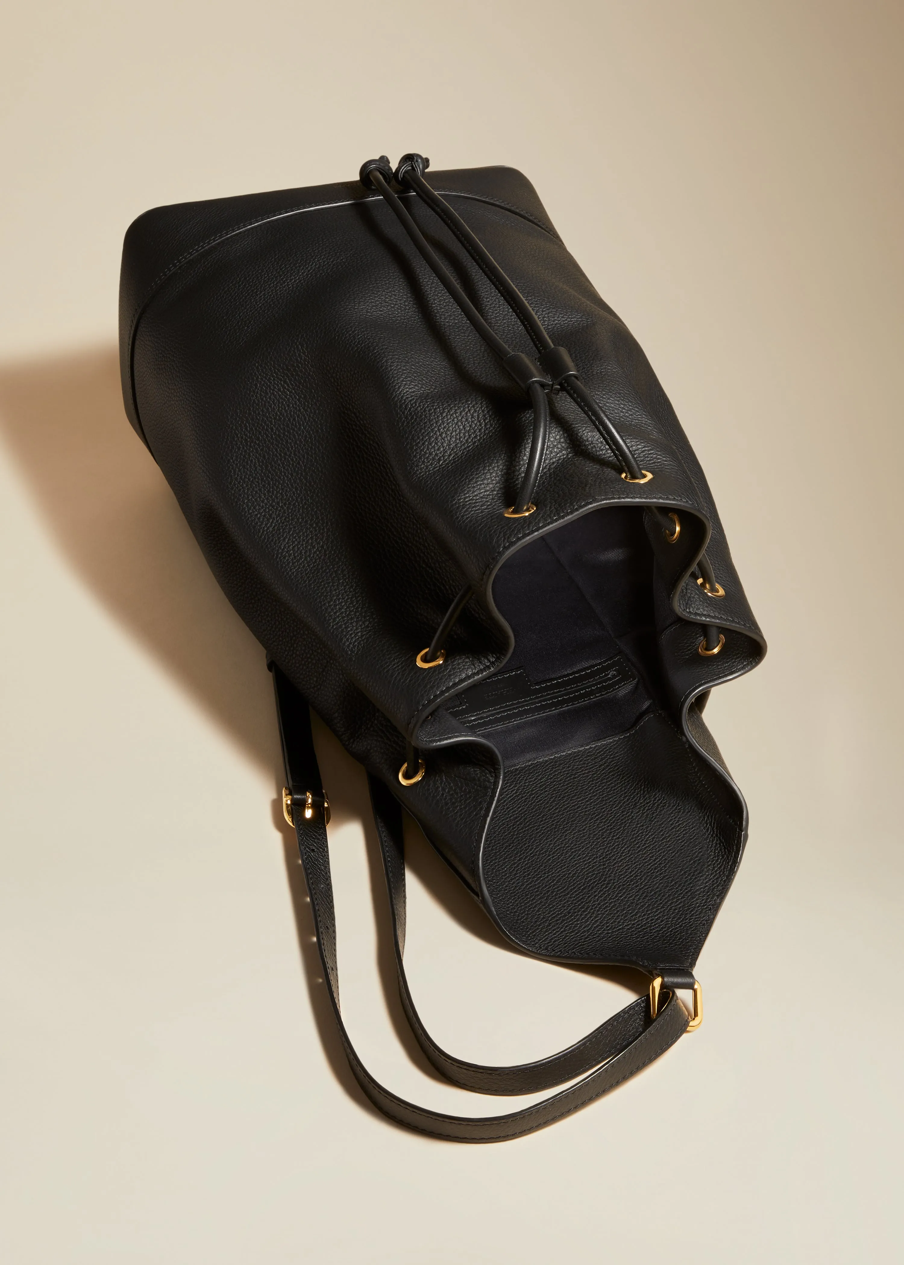 The Medium Greta Backpack in Black Pebbled Leather sold by KHAITE product image thumbnail 3