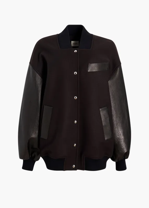Spencer Jacket in Dark Brown with Black Leather sold by KHAITE