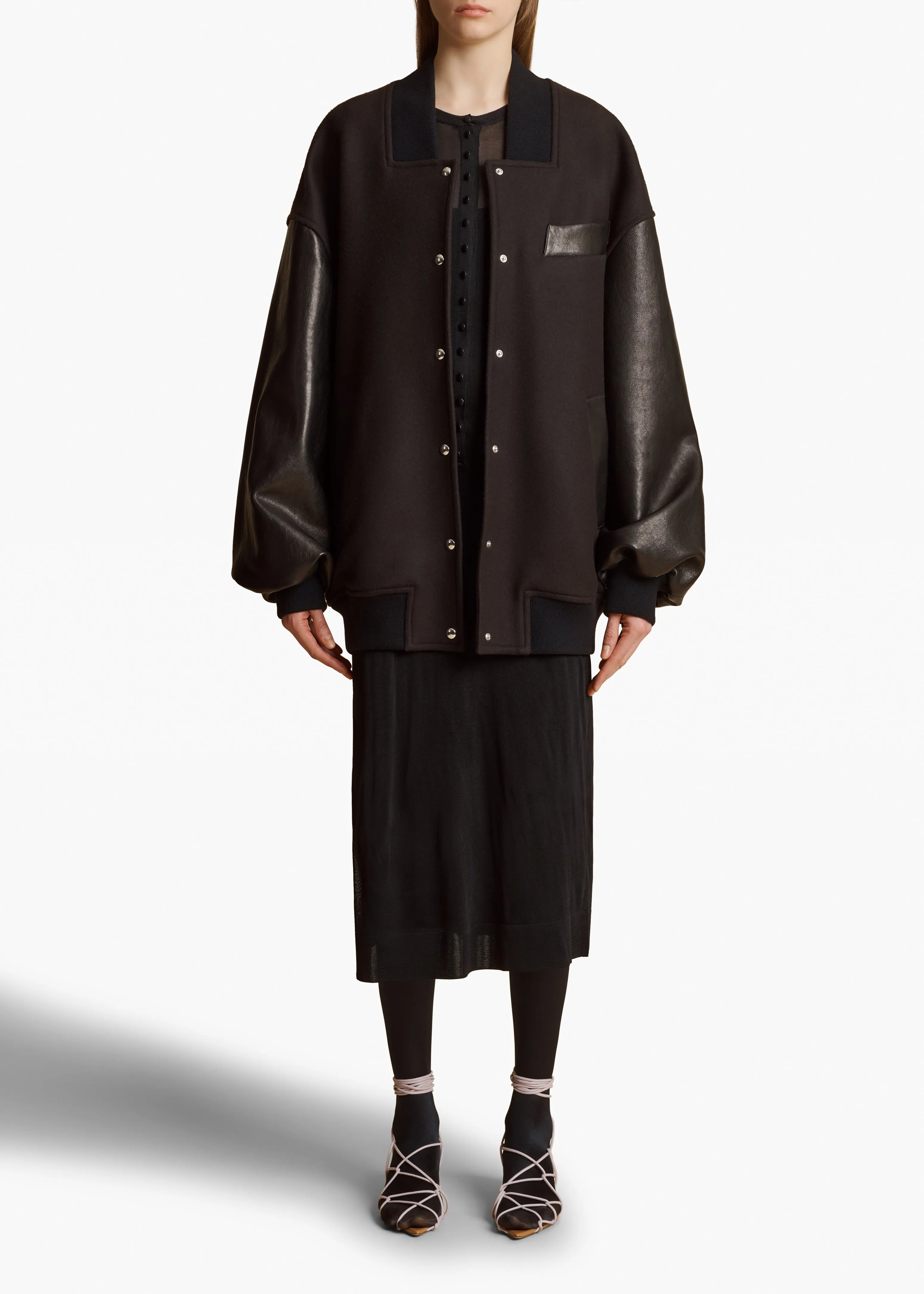 Spencer Jacket in Dark Brown with Black Leather sold by KHAITE product image thumbnail 2