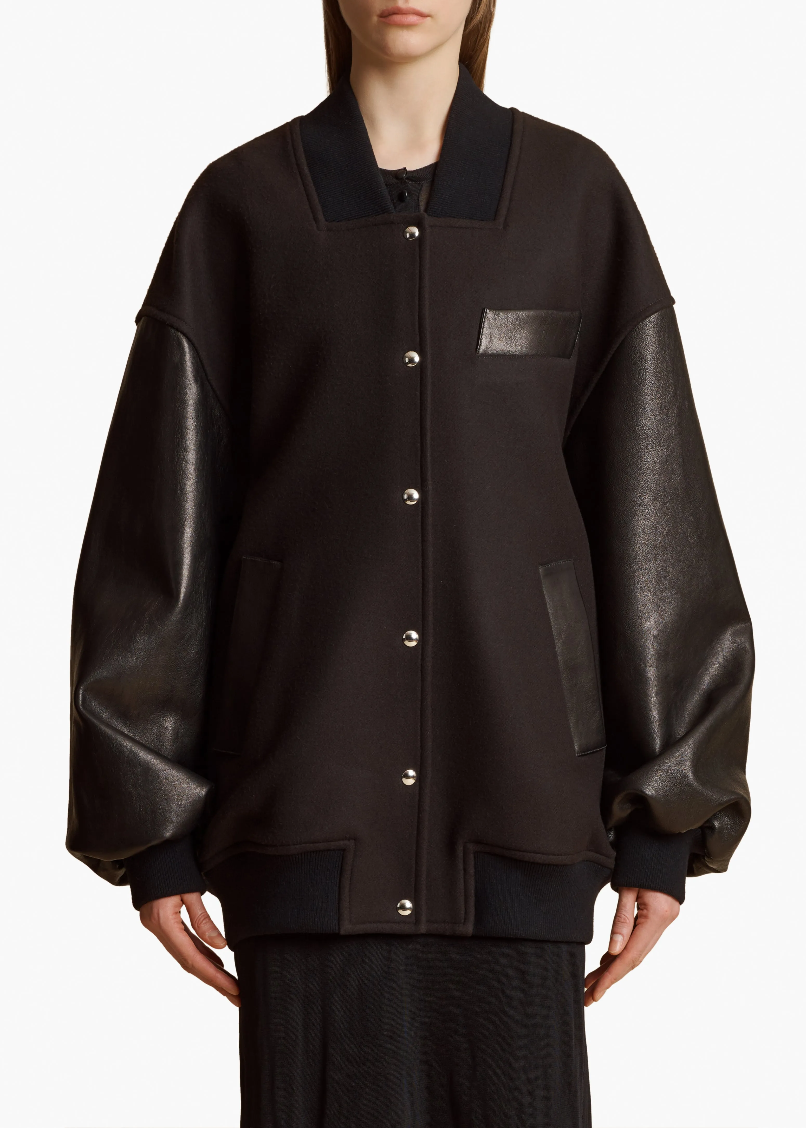 Spencer Jacket in Dark Brown with Black Leather sold by KHAITE product image thumbnail 3